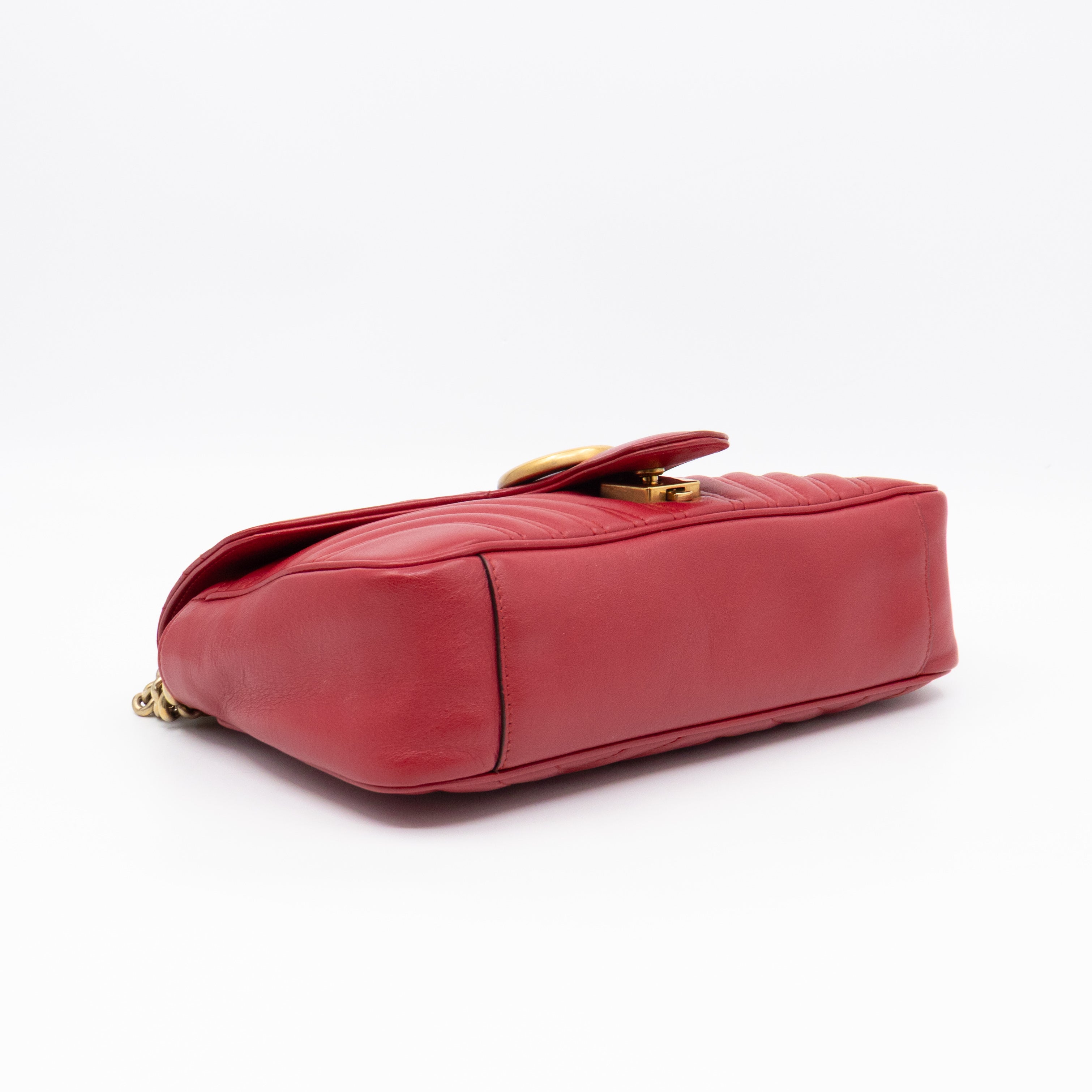 GG Marmont Small Flap Bag Red Matelasse Leather