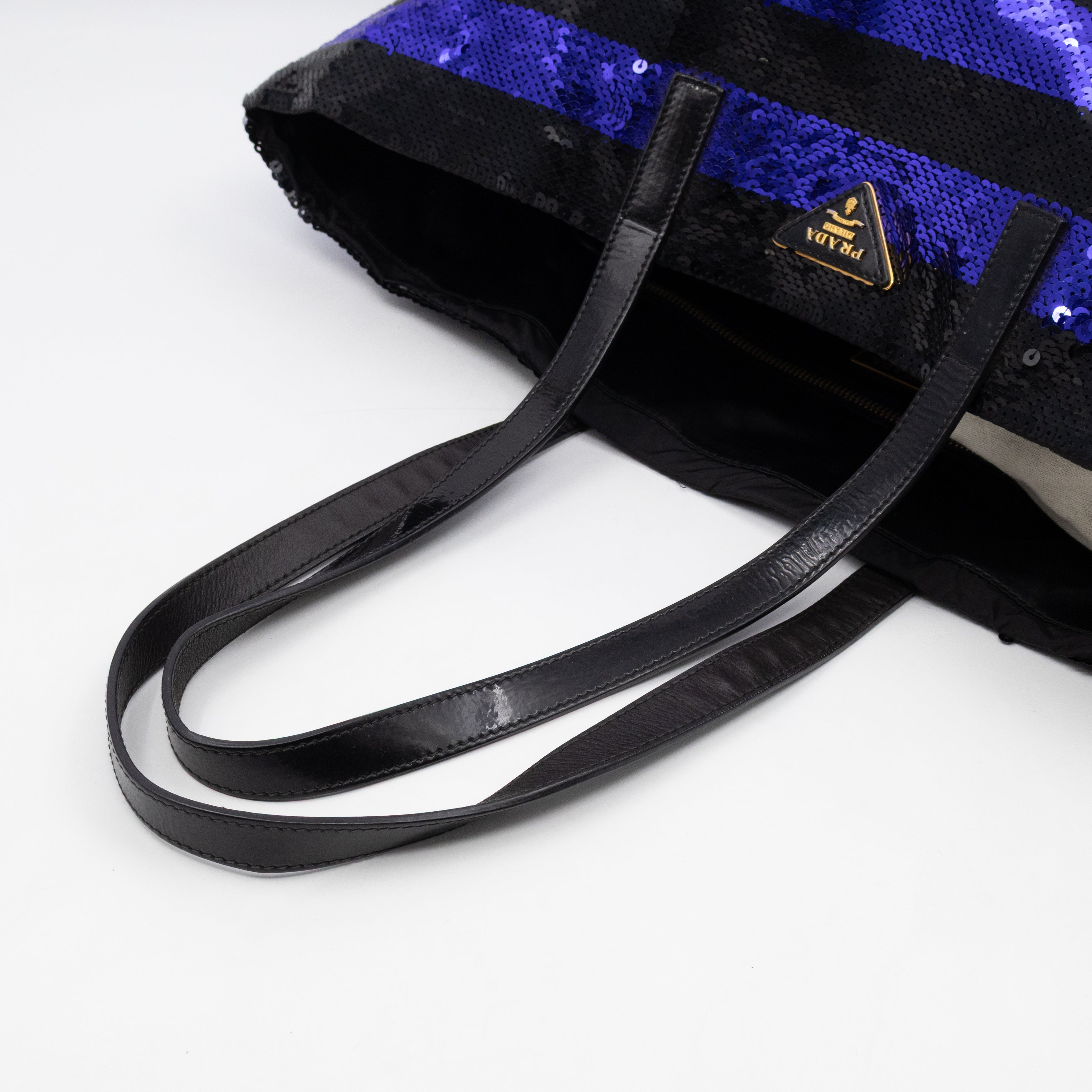 Tote Bag Black & Purple Sequined Satin