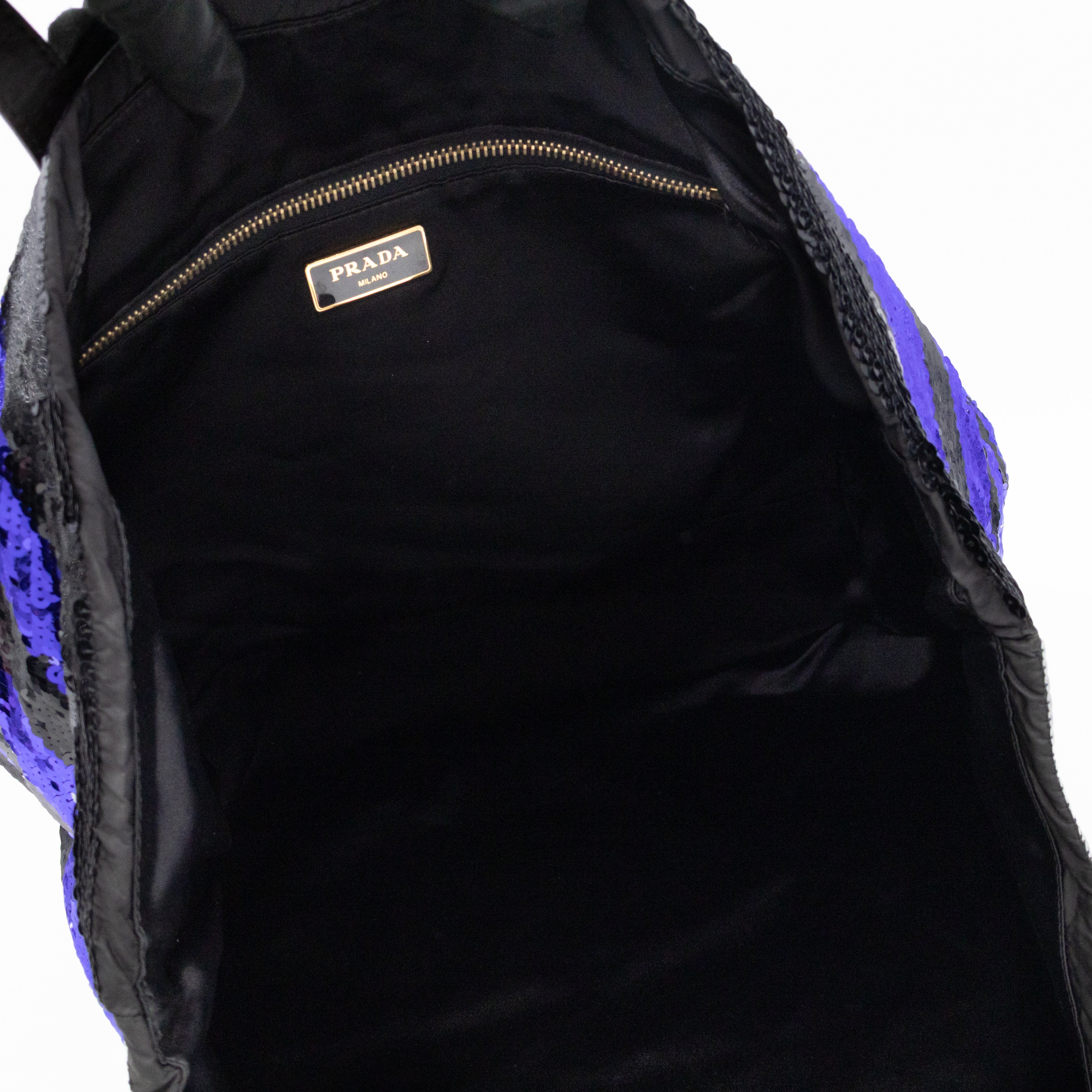 Tote Bag Black & Purple Sequined Satin