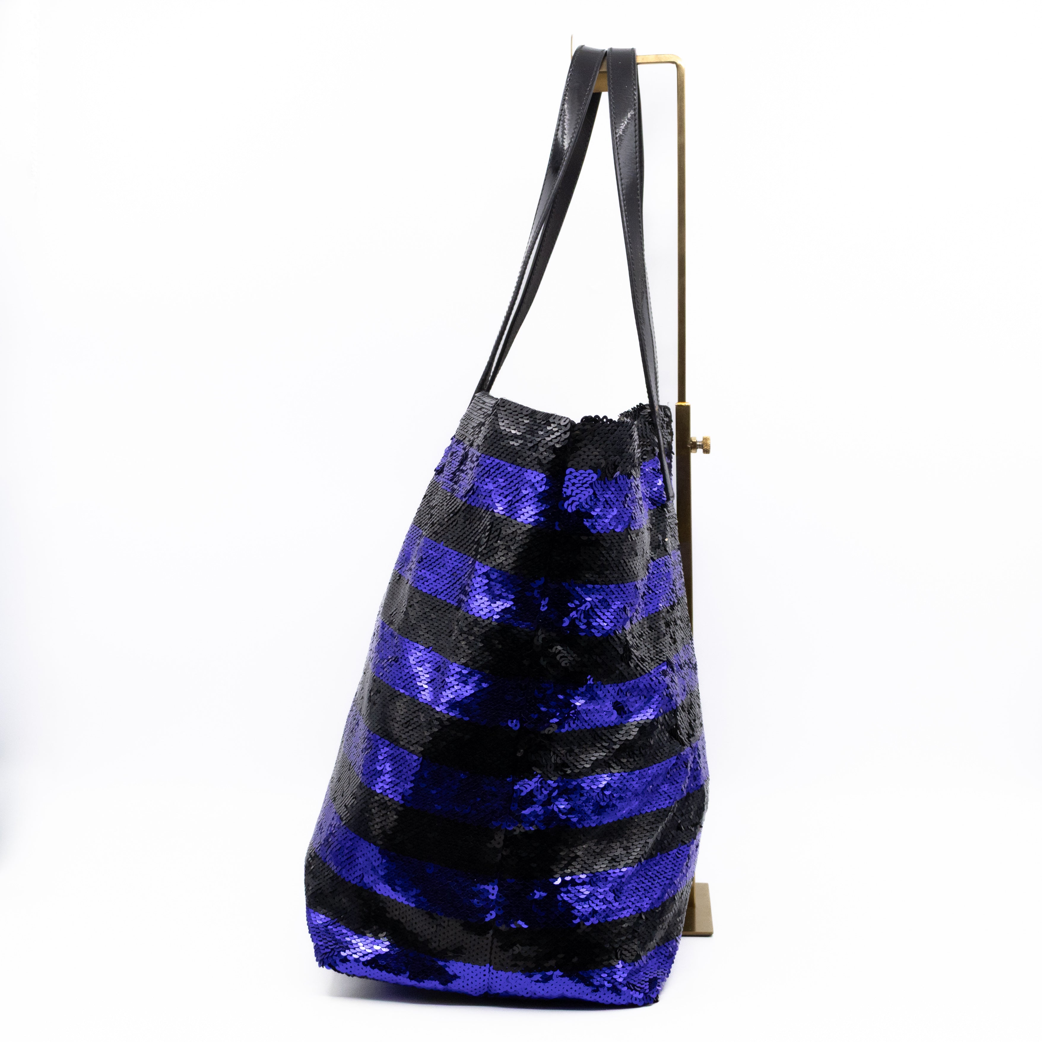 Tote Bag Black & Purple Sequined Satin