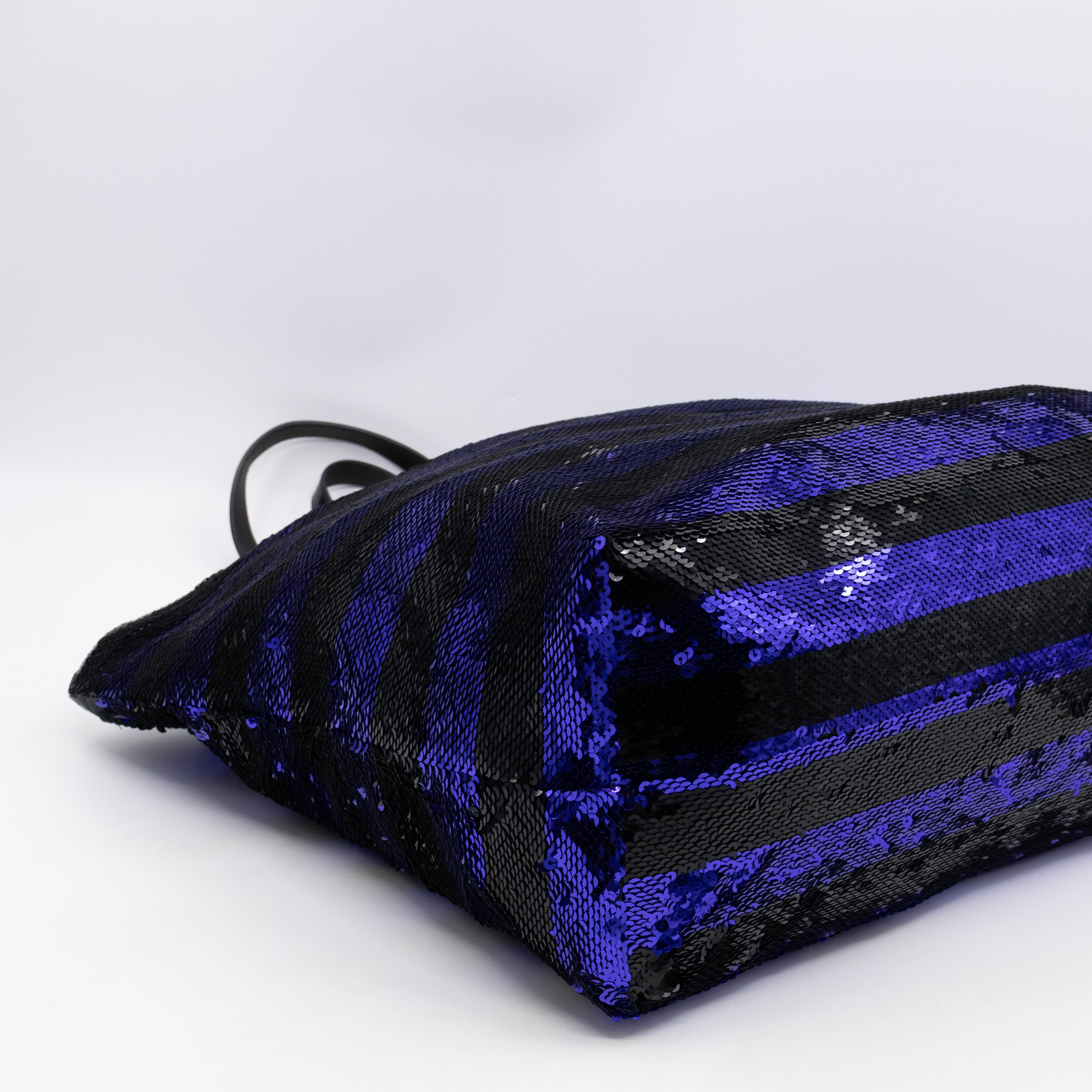 Tote Bag Black & Purple Sequined Satin