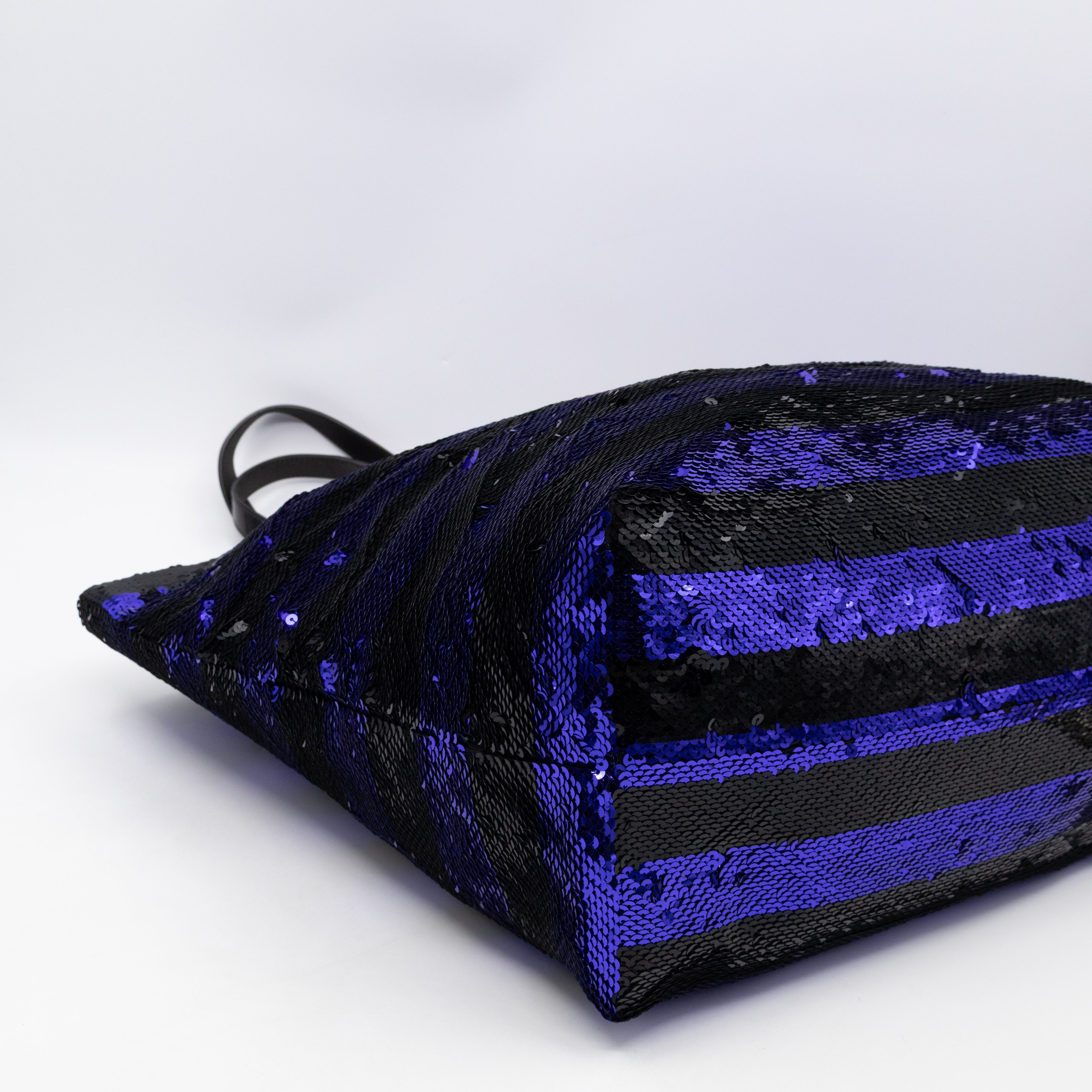 Tote Bag Black & Purple Sequined Satin