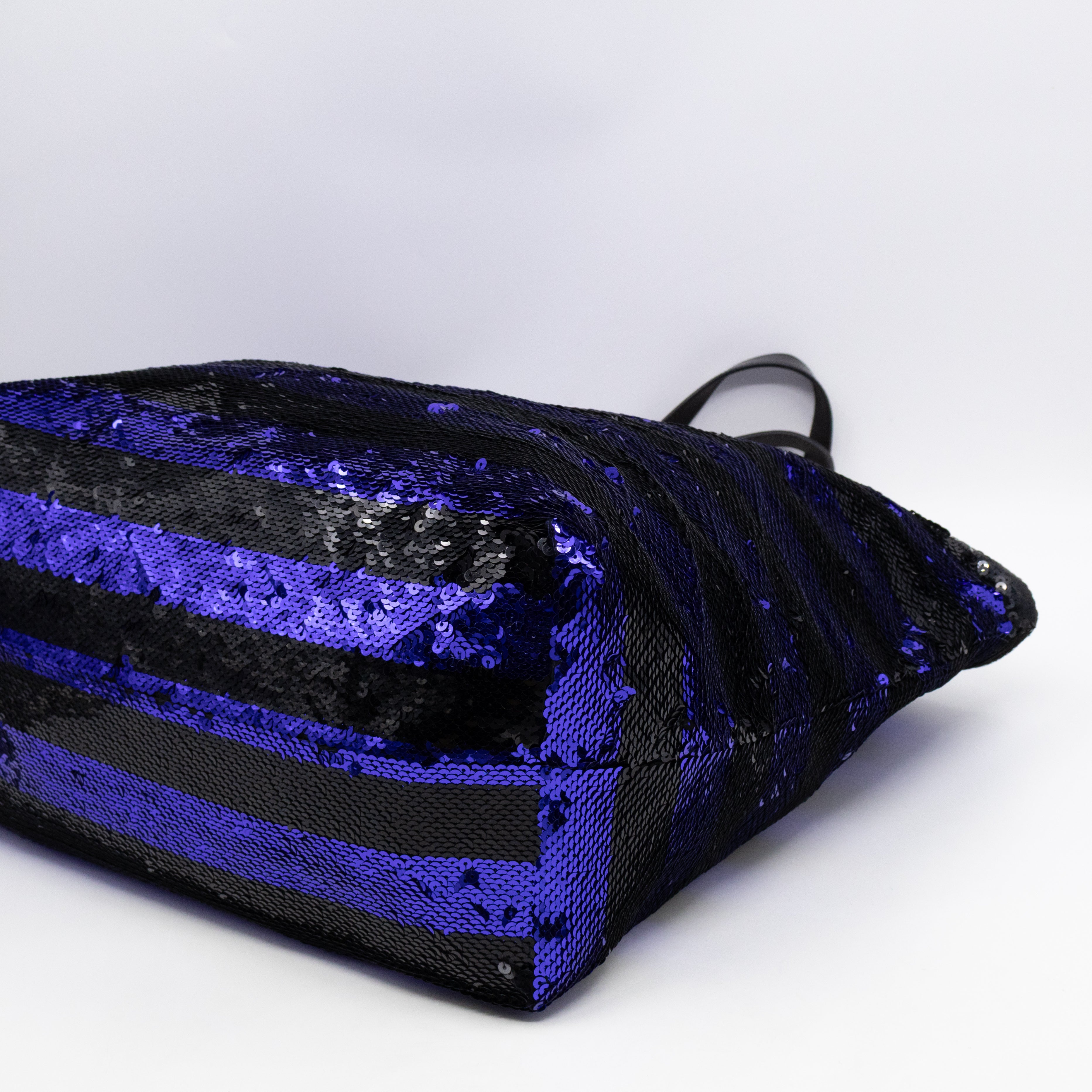 Tote Bag Black & Purple Sequined Satin