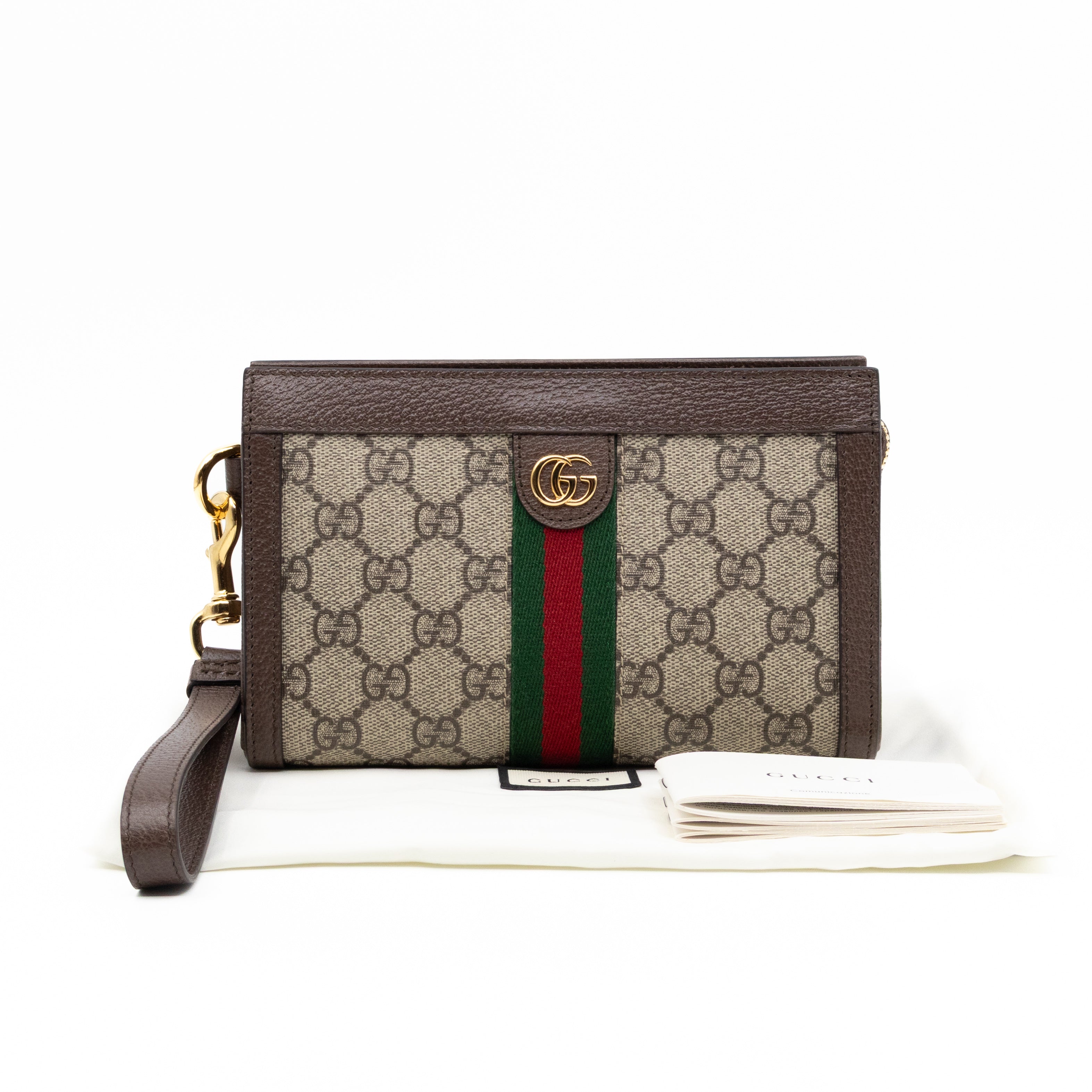 Ophidia GG Wrist Pouch GG Supreme Brown Leather