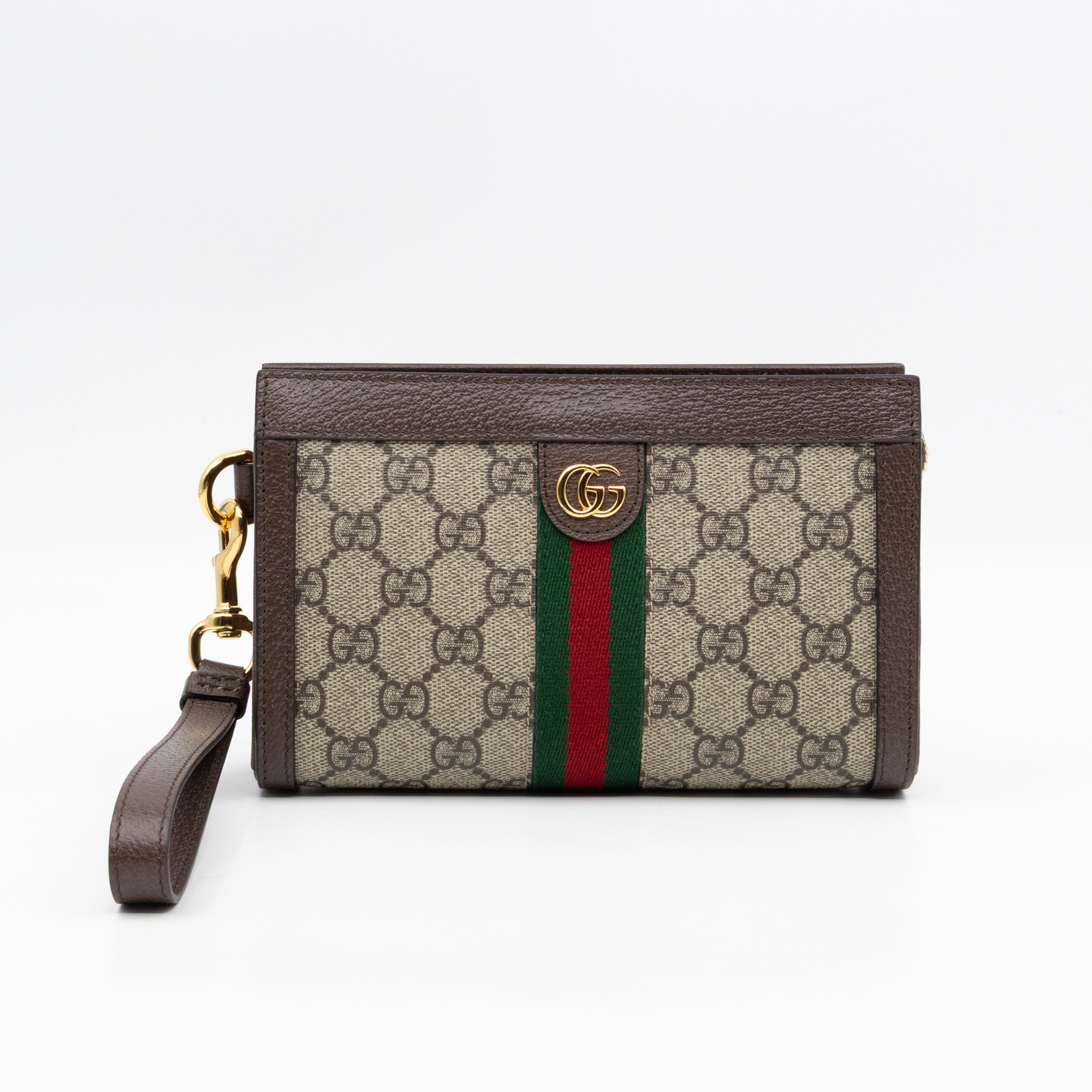 Ophidia GG Wrist Pouch GG Supreme Brown Leather