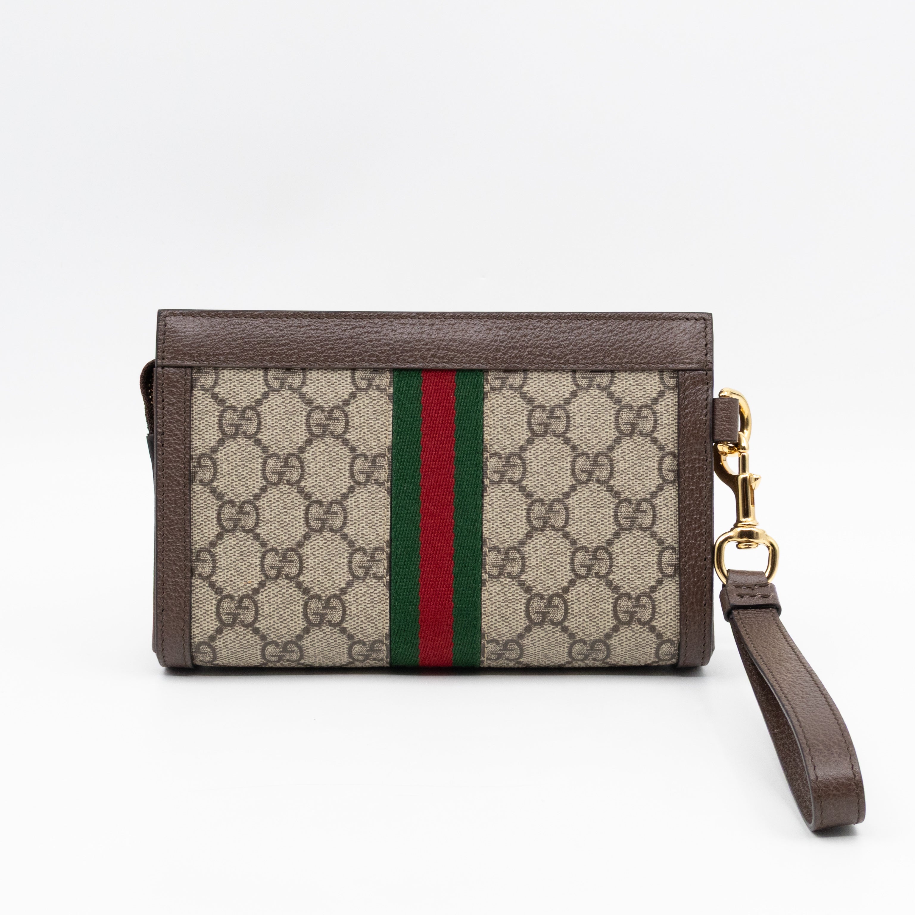 Ophidia GG Wrist Pouch GG Supreme Brown Leather