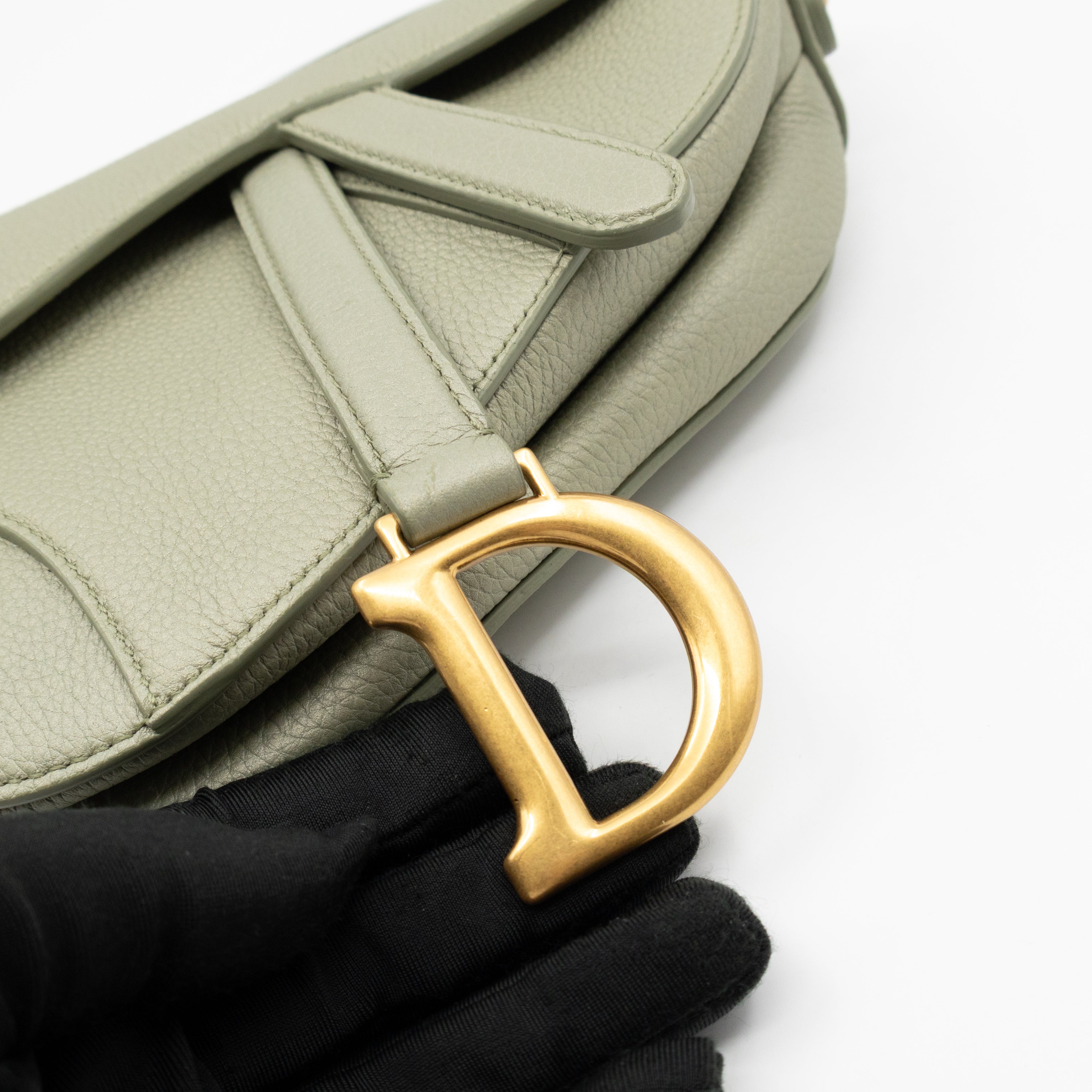 Mini Saddle Bag Light Green Leather