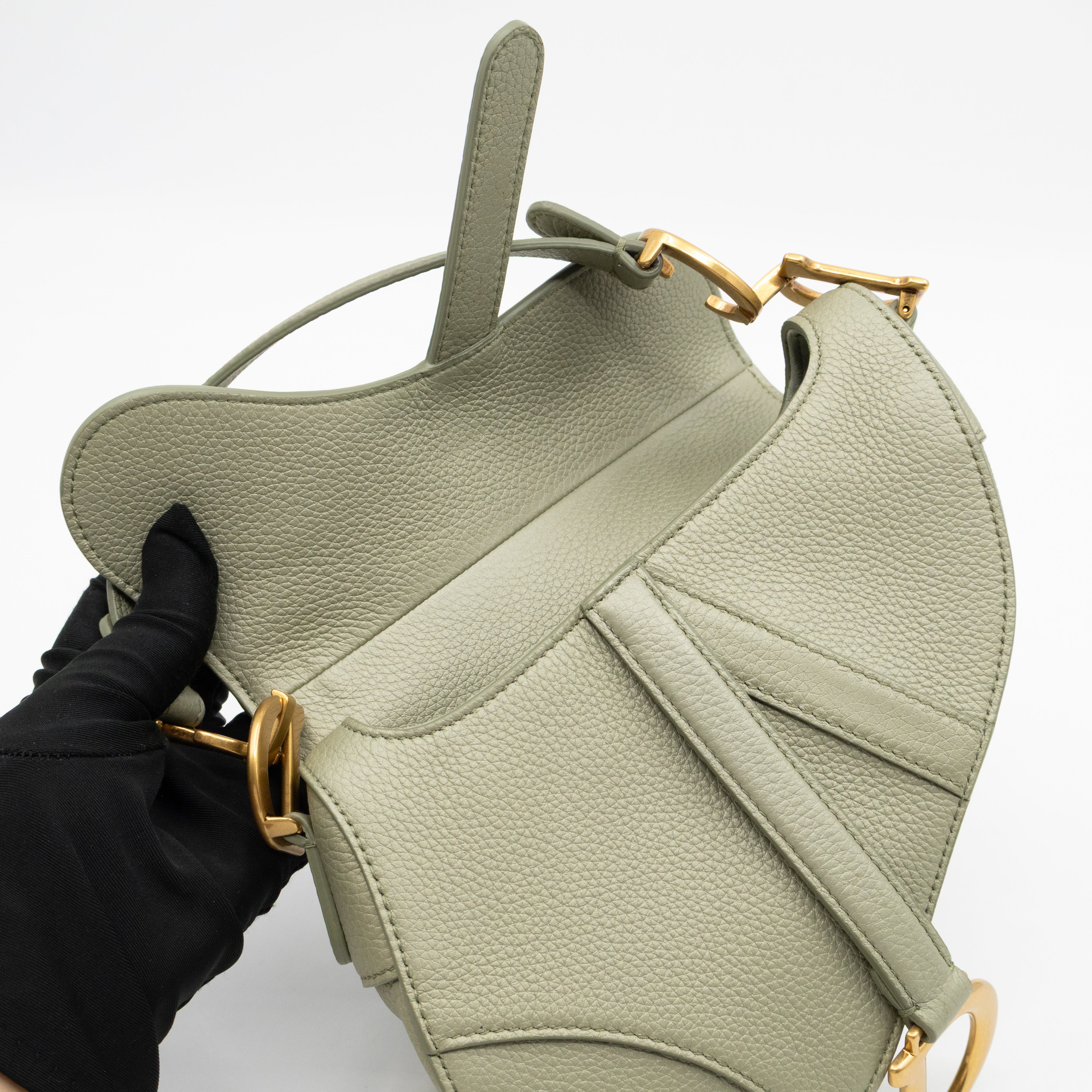 Mini Saddle Bag Light Green Leather