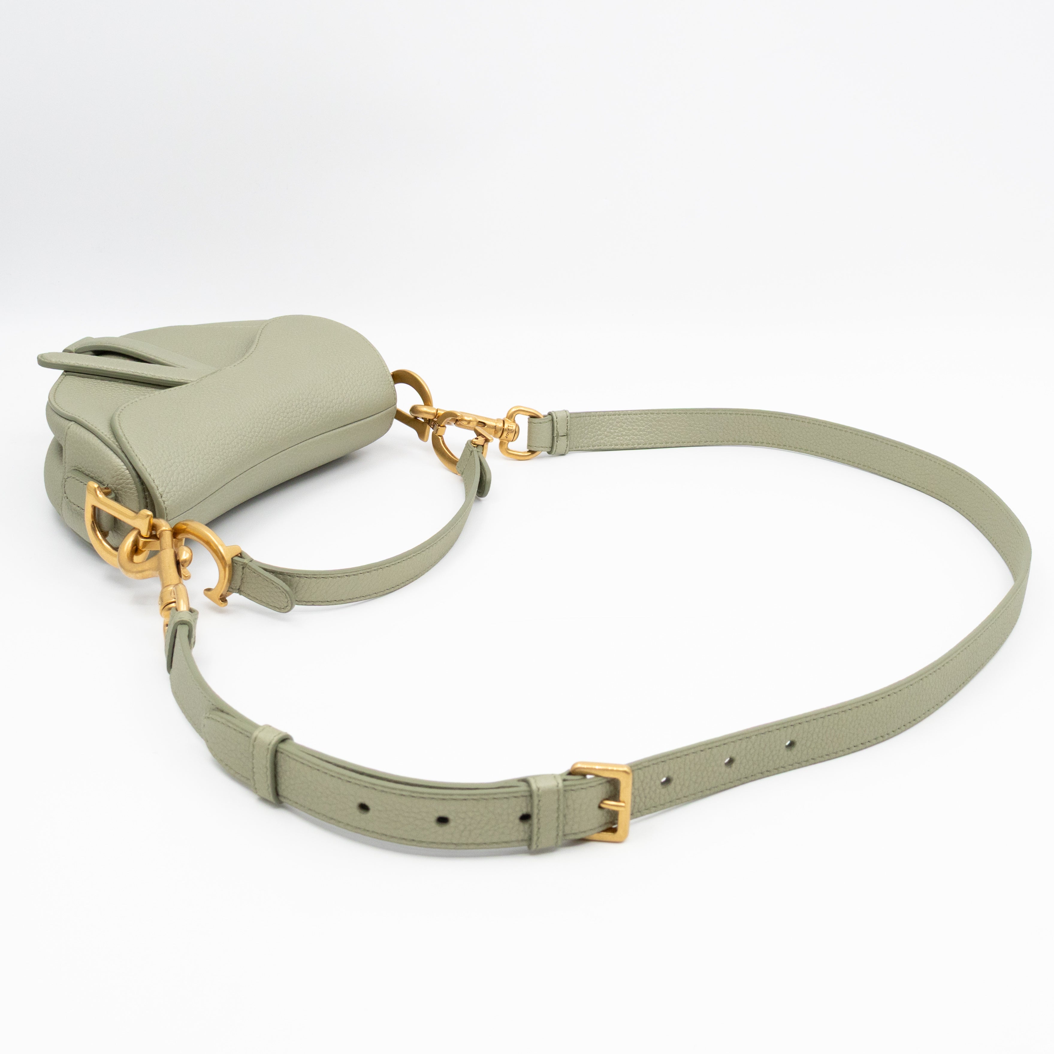 Mini Saddle Bag Light Green Leather