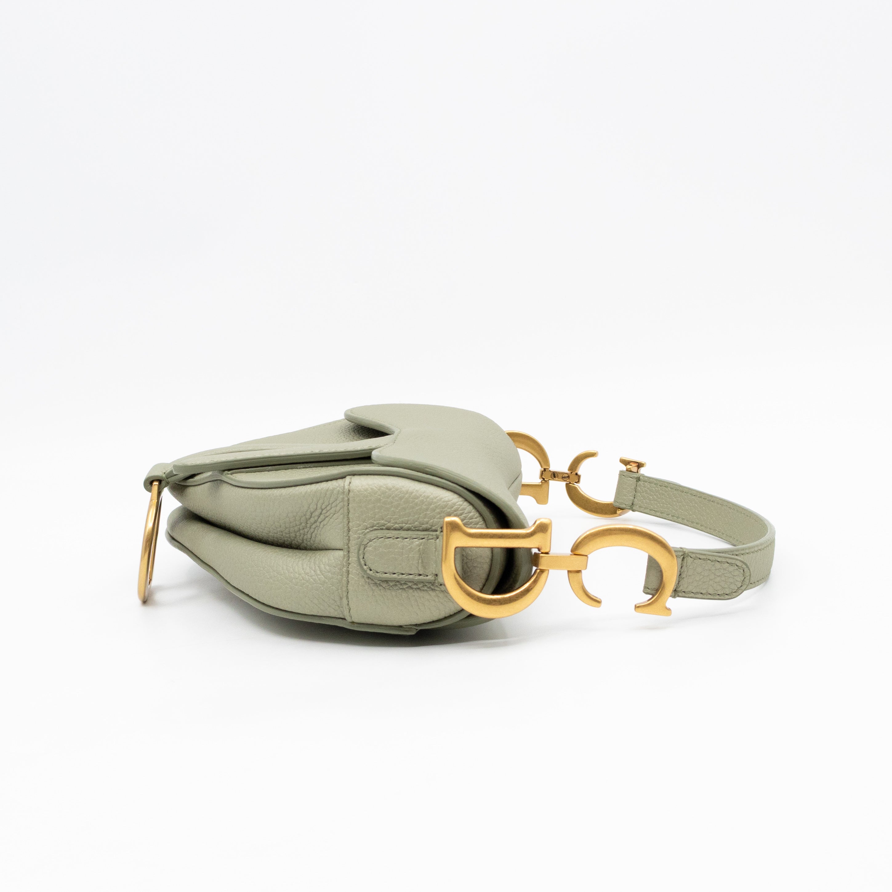 Mini Saddle Bag Light Green Leather