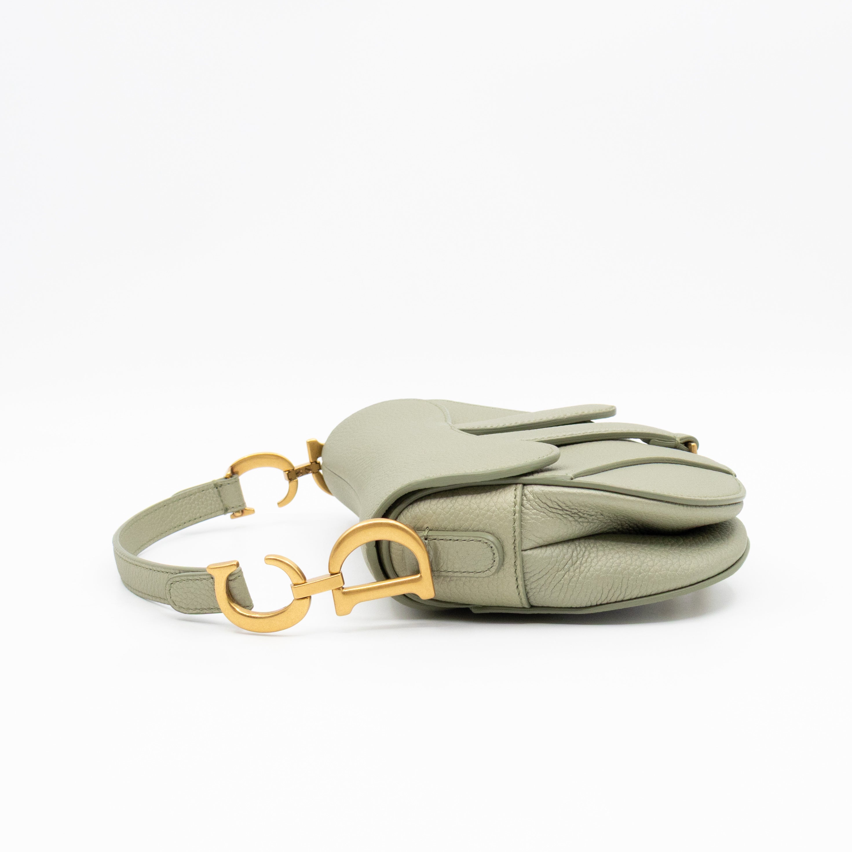 Mini Saddle Bag Light Green Leather