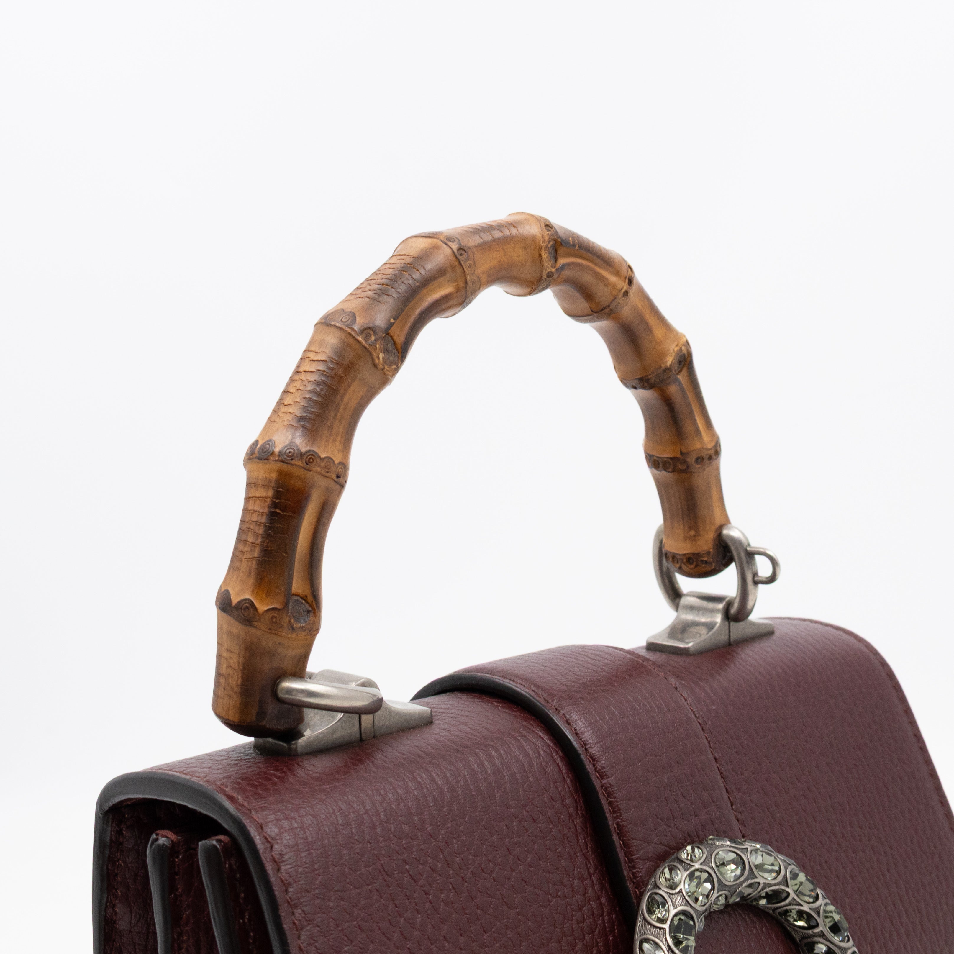 Dionysus Mini Bamboo Top Handle Burgundy Leather
