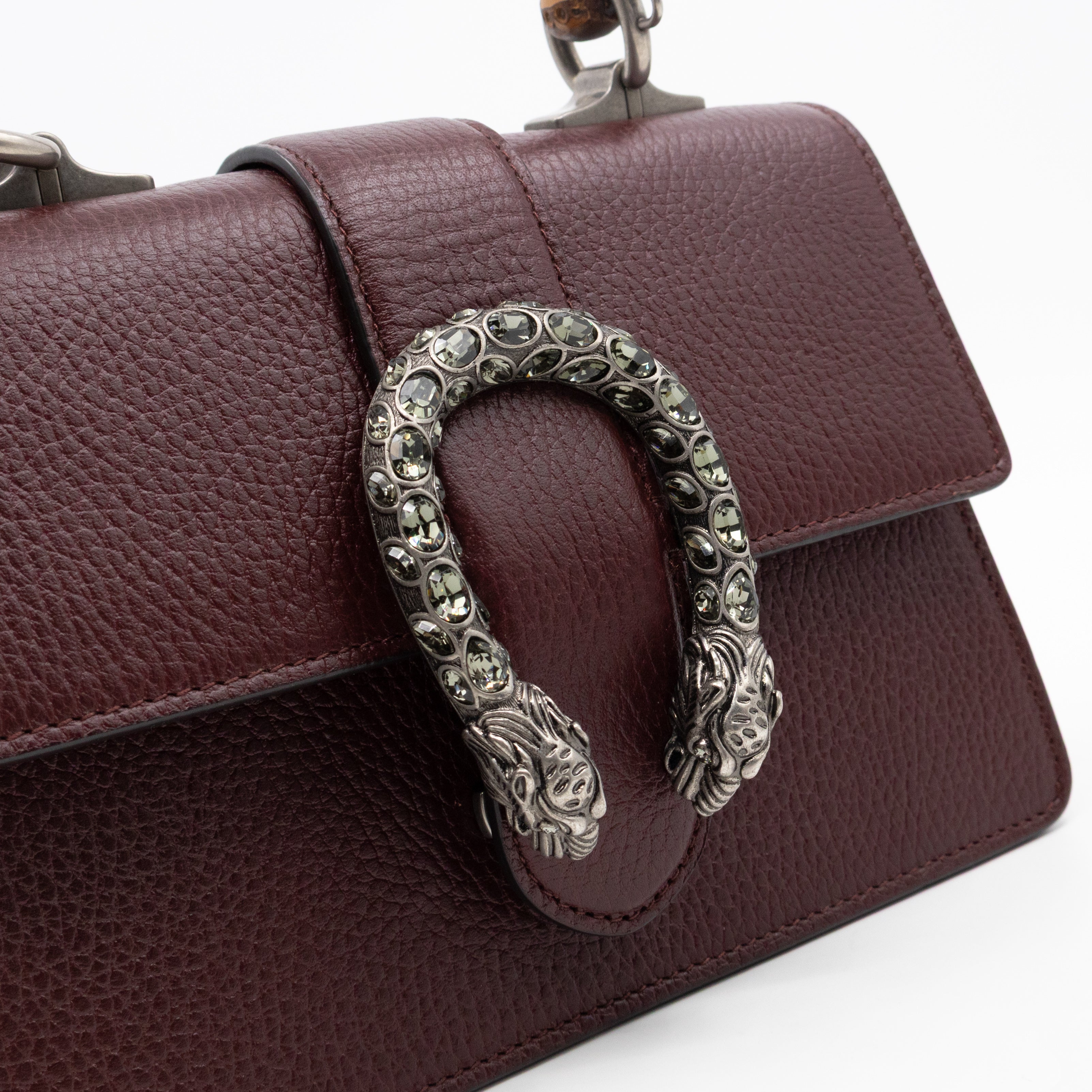 Dionysus Mini Bamboo Top Handle Burgundy Leather