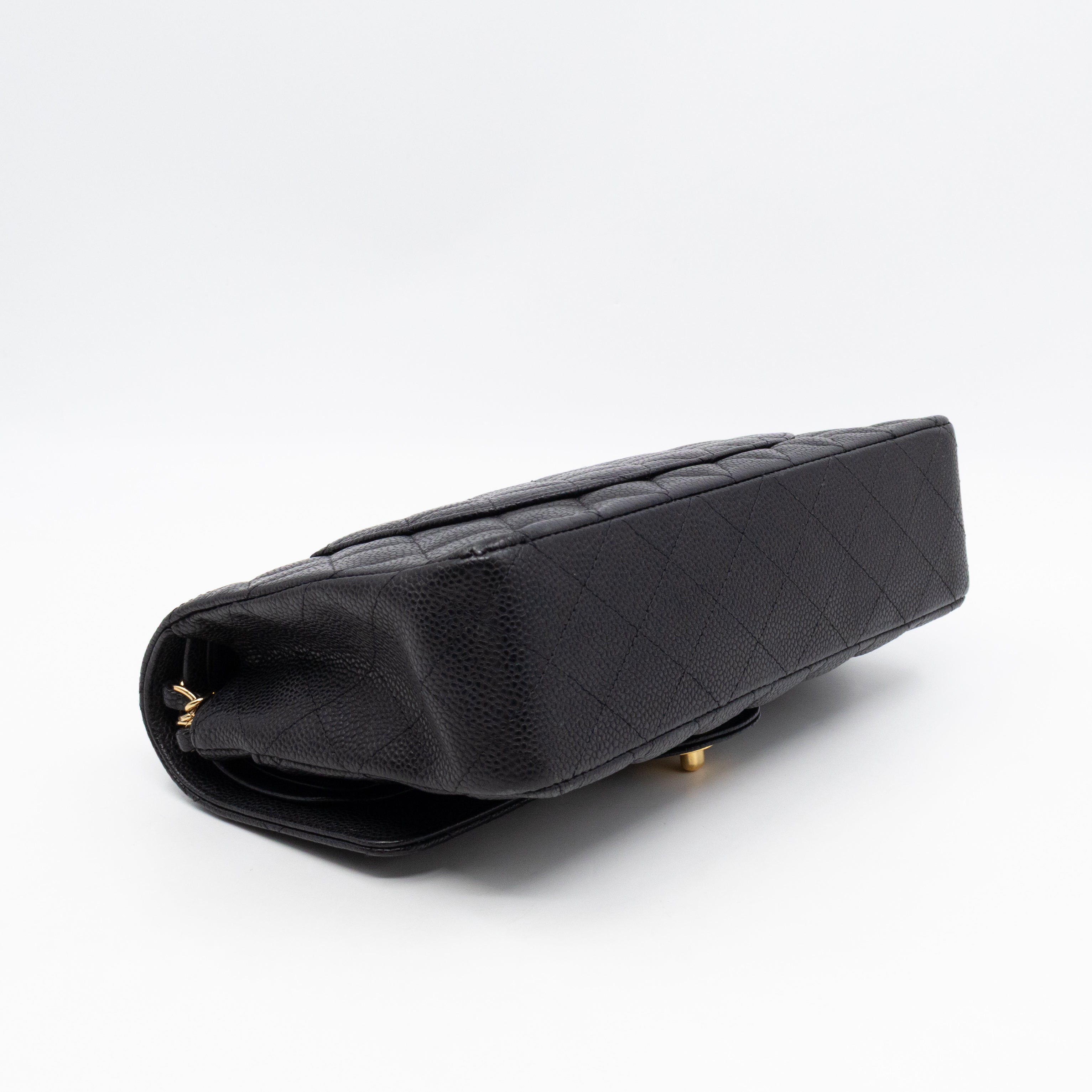 Classic Double Flap Medium Black Caviar Leather Gold