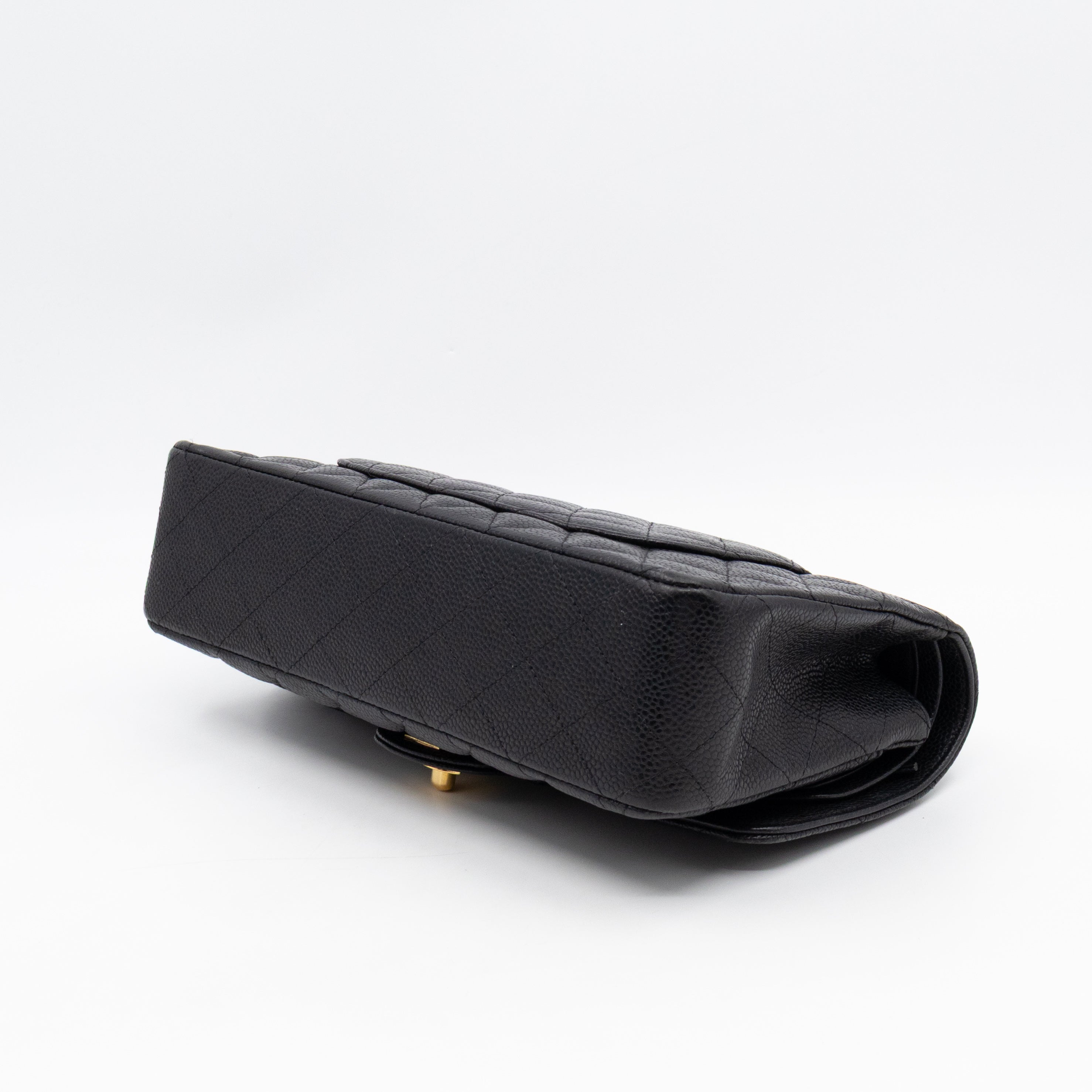 Classic Double Flap Medium Black Caviar Leather Gold