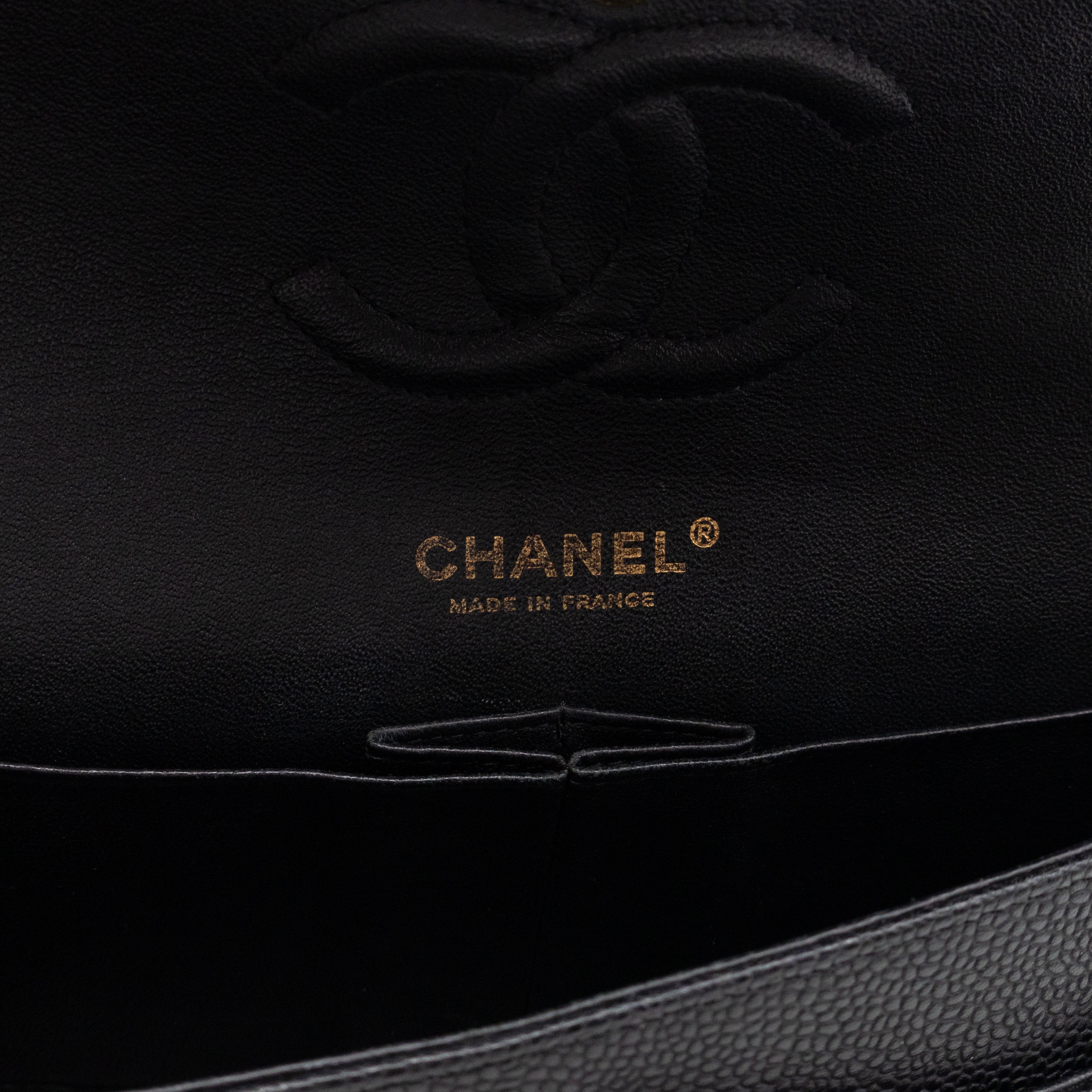 Classic Double Flap Medium Black Caviar Leather Gold
