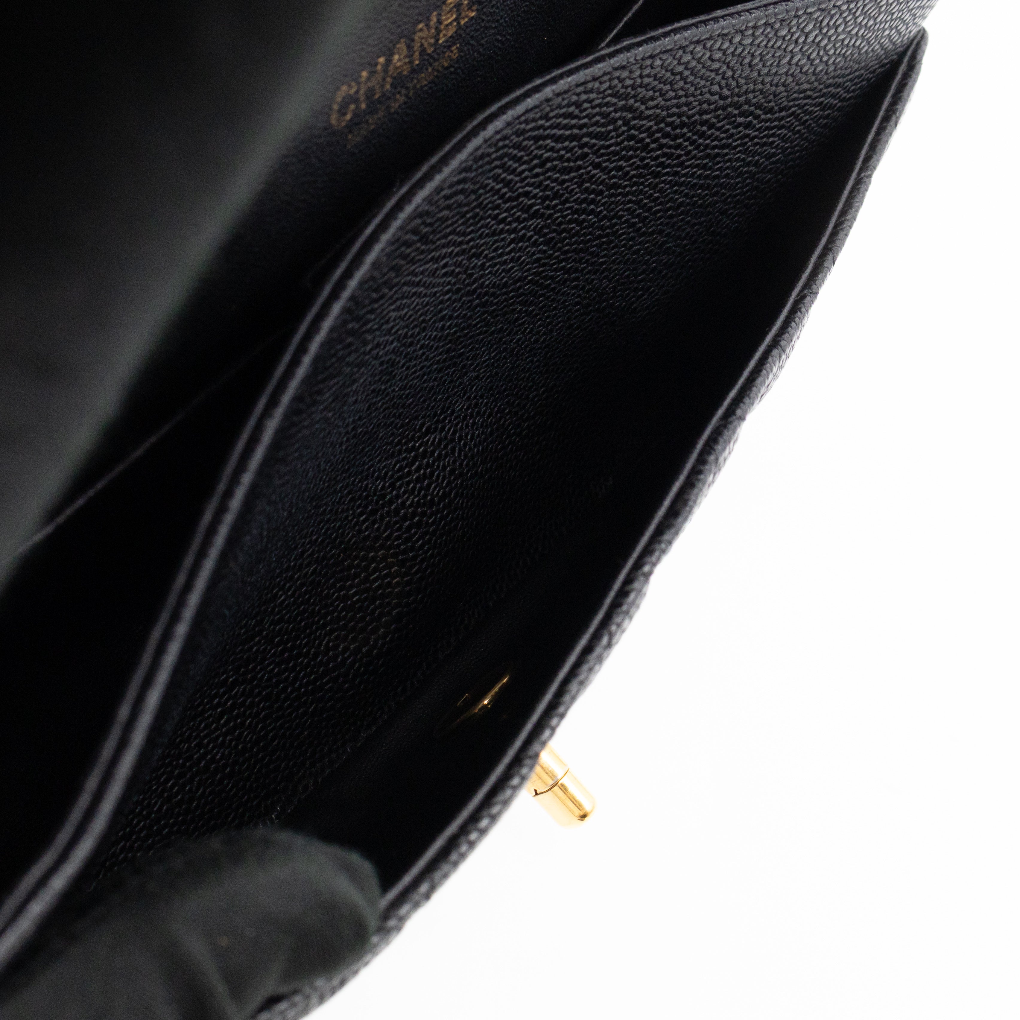 Classic Double Flap Medium Black Caviar Leather Gold