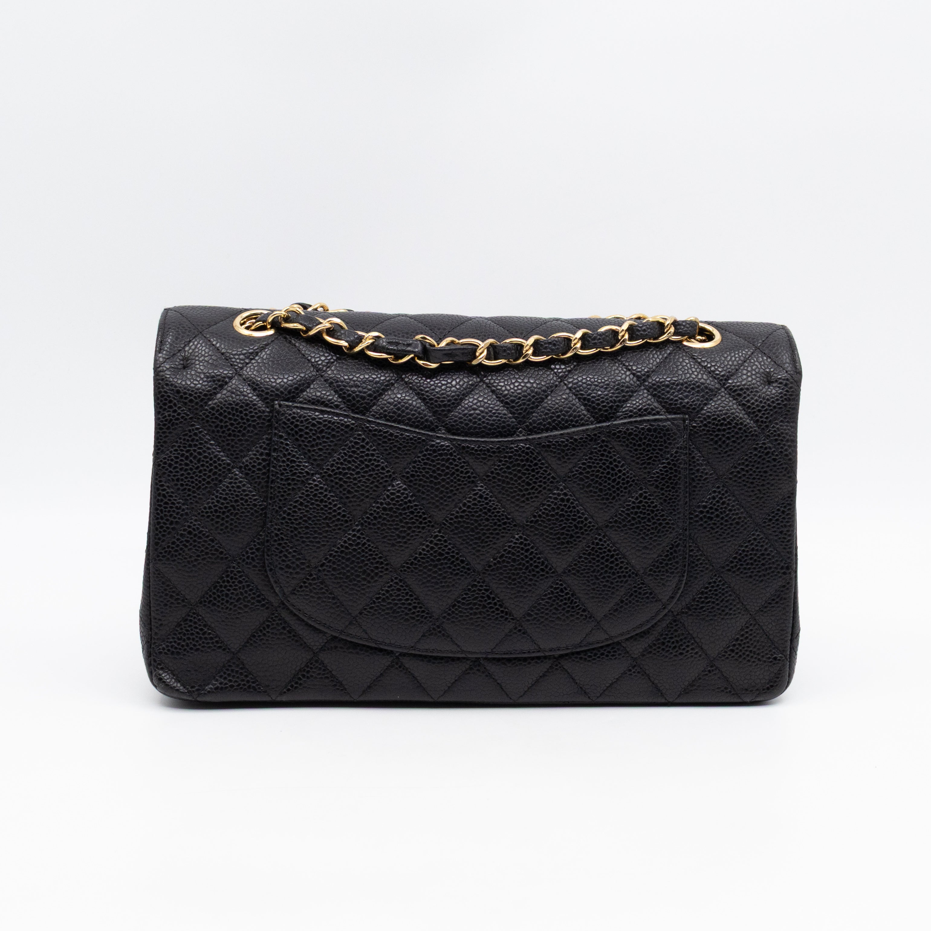 Classic Double Flap Medium Black Caviar Leather Gold