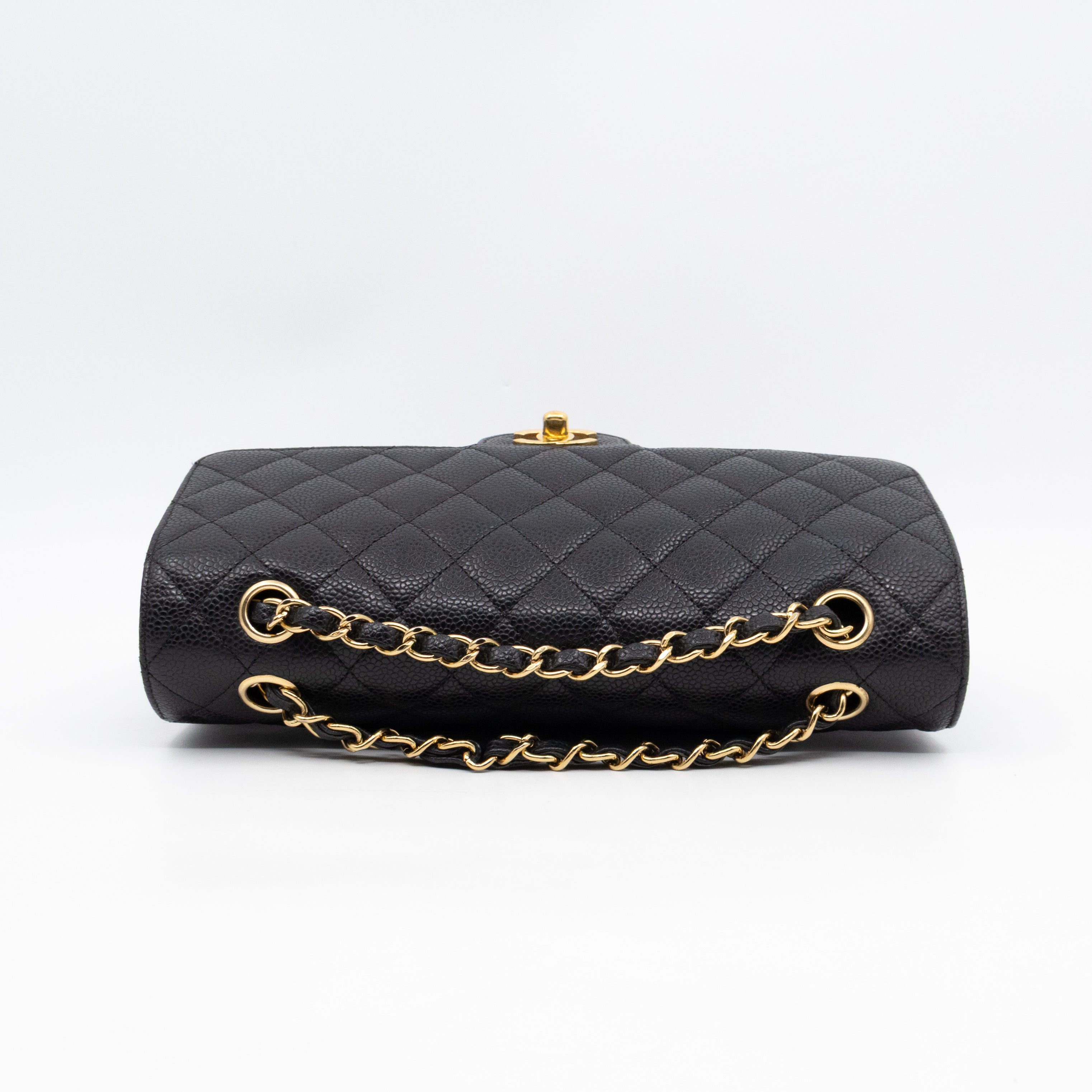 Classic Double Flap Medium Black Caviar Leather Gold