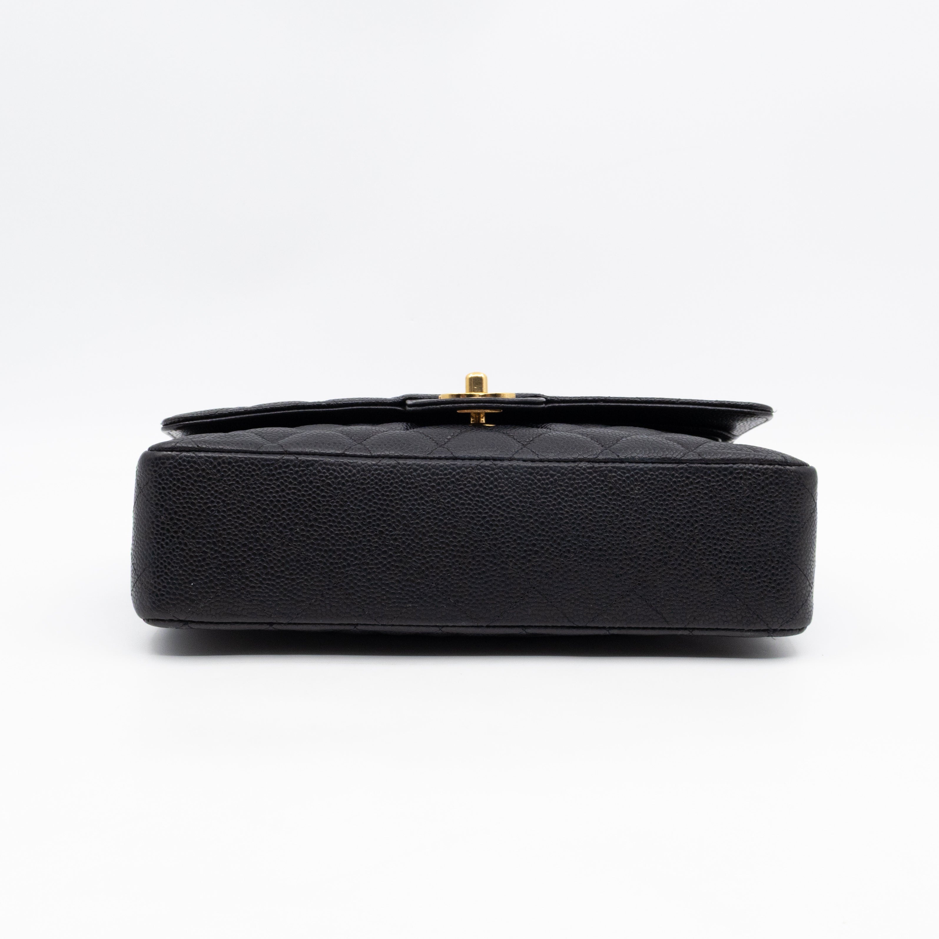 Classic Double Flap Medium Black Caviar Leather Gold