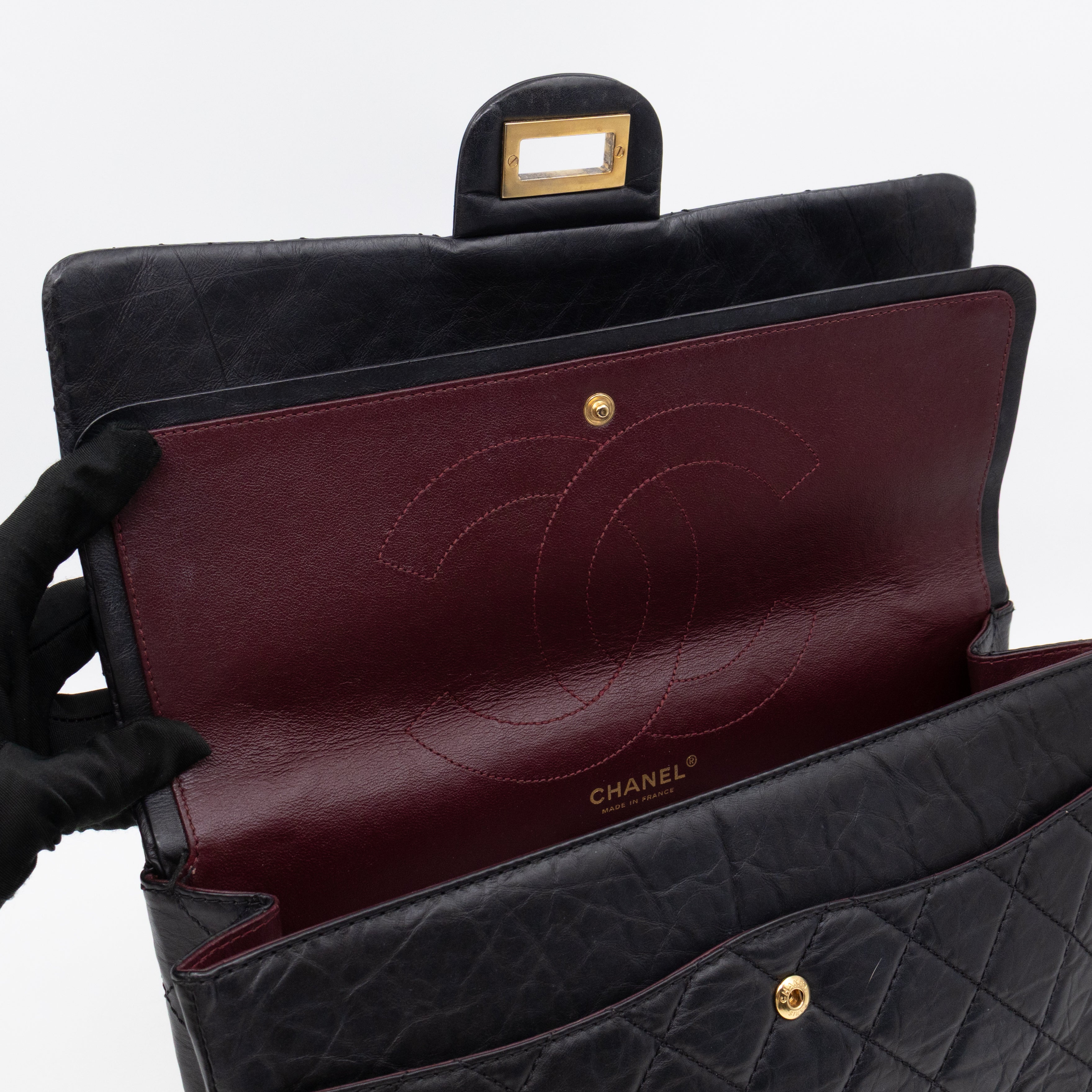 2.55 Reissue 227 Double Flap Bag Black Leather