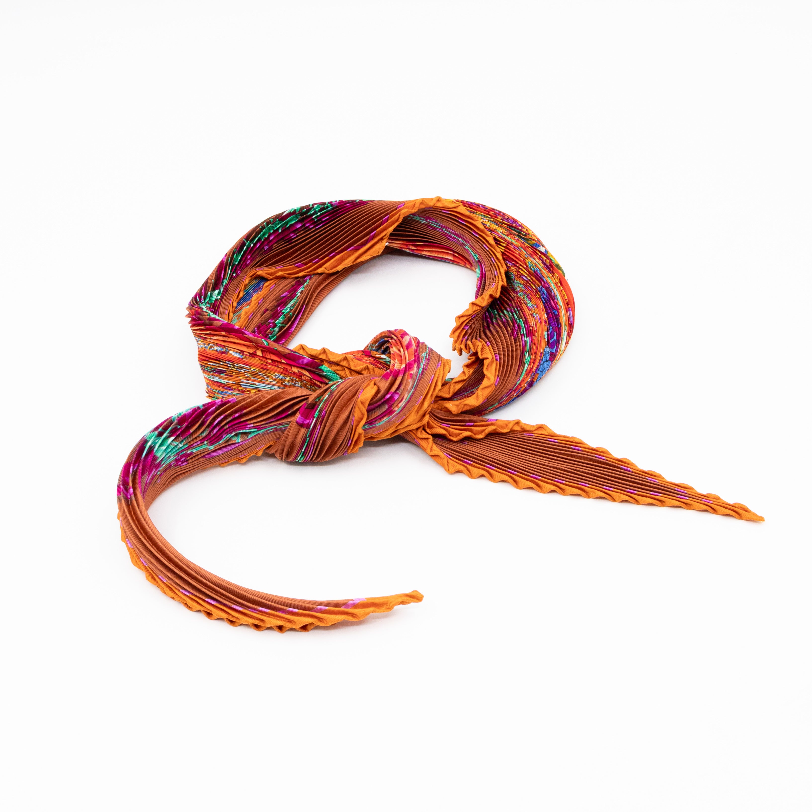Pleated Silk Scarf 90 cm Aux Pays Des Epices Orange