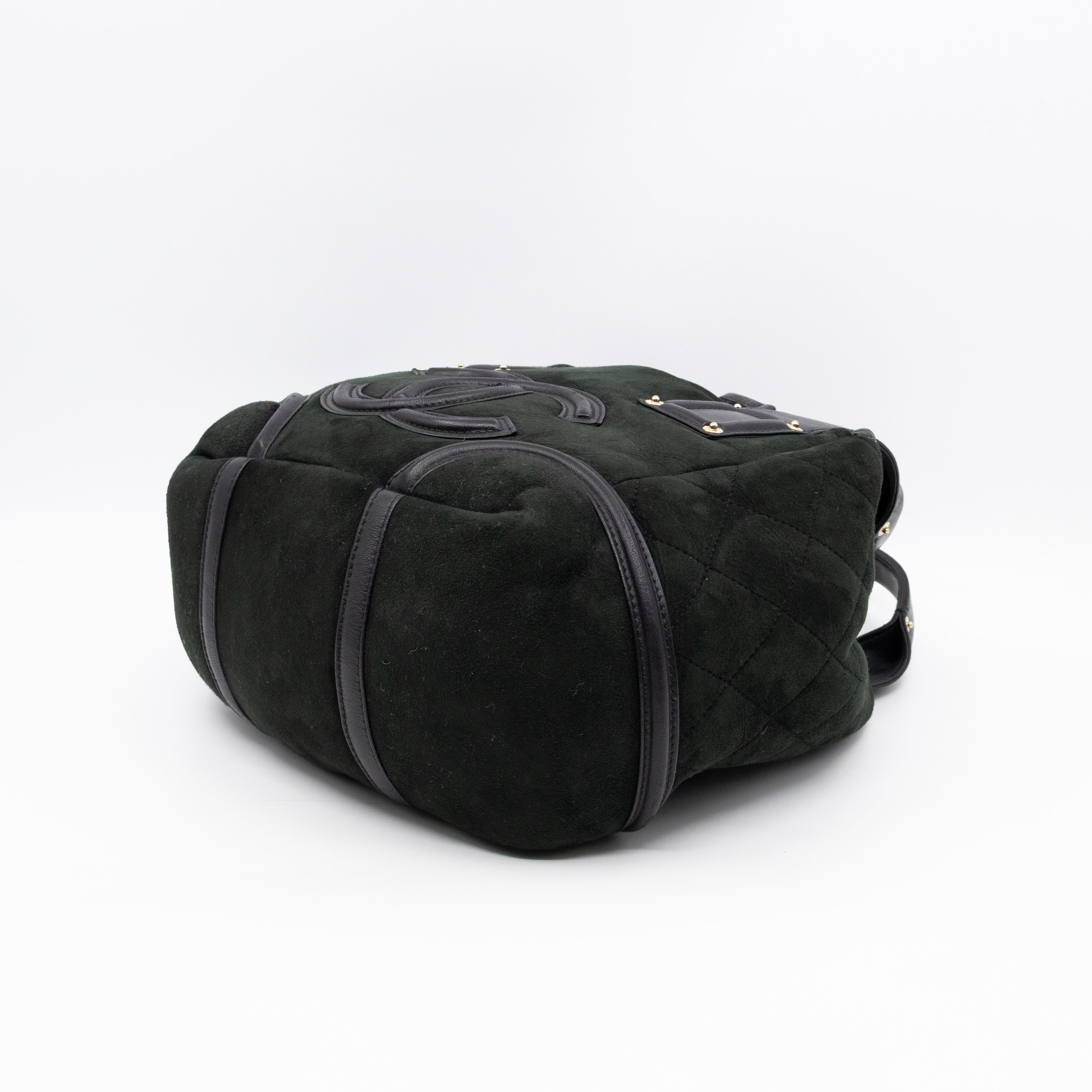 Sparkle Winter Tote Dark Green Mouton Leather