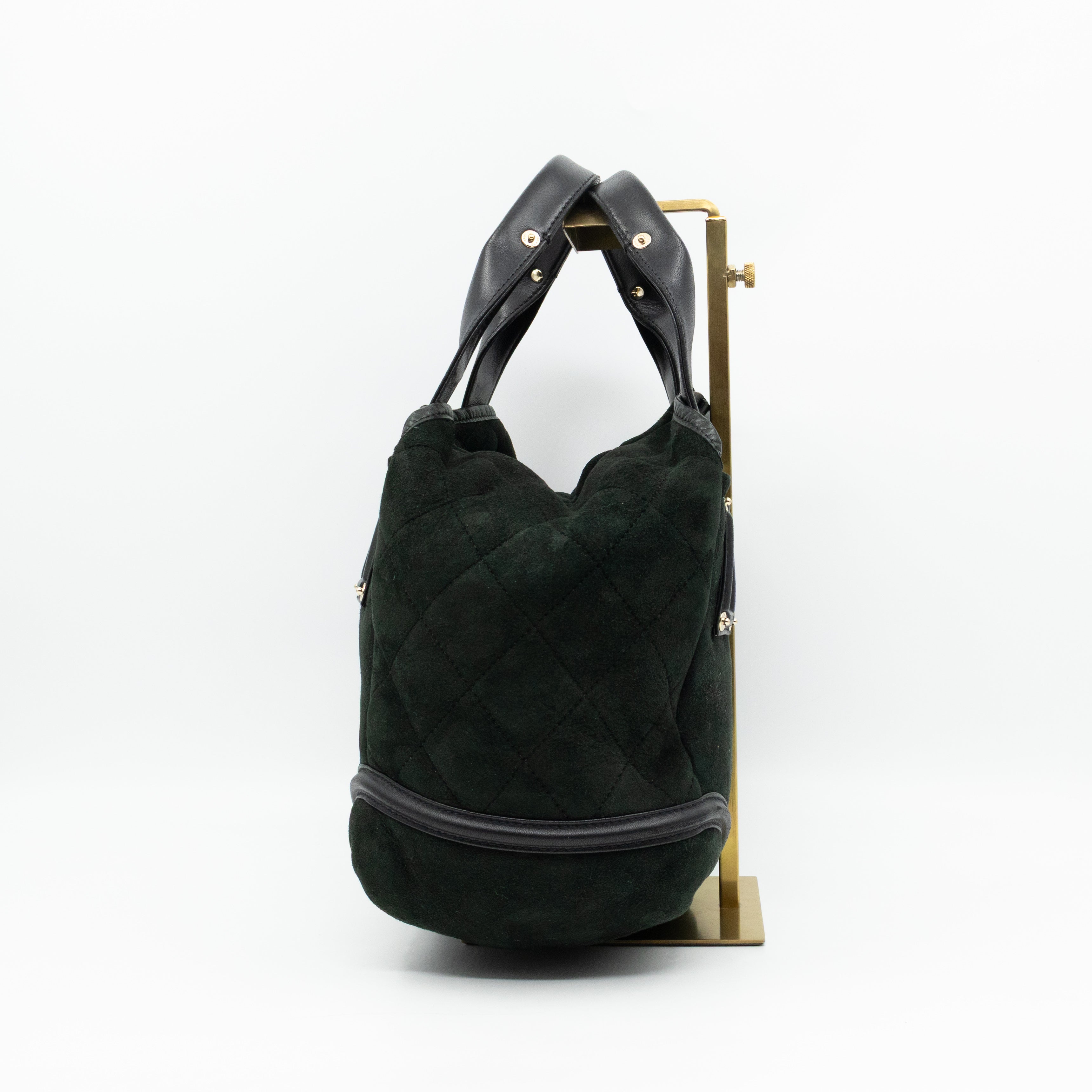 Sparkle Winter Tote Dark Green Mouton Leather