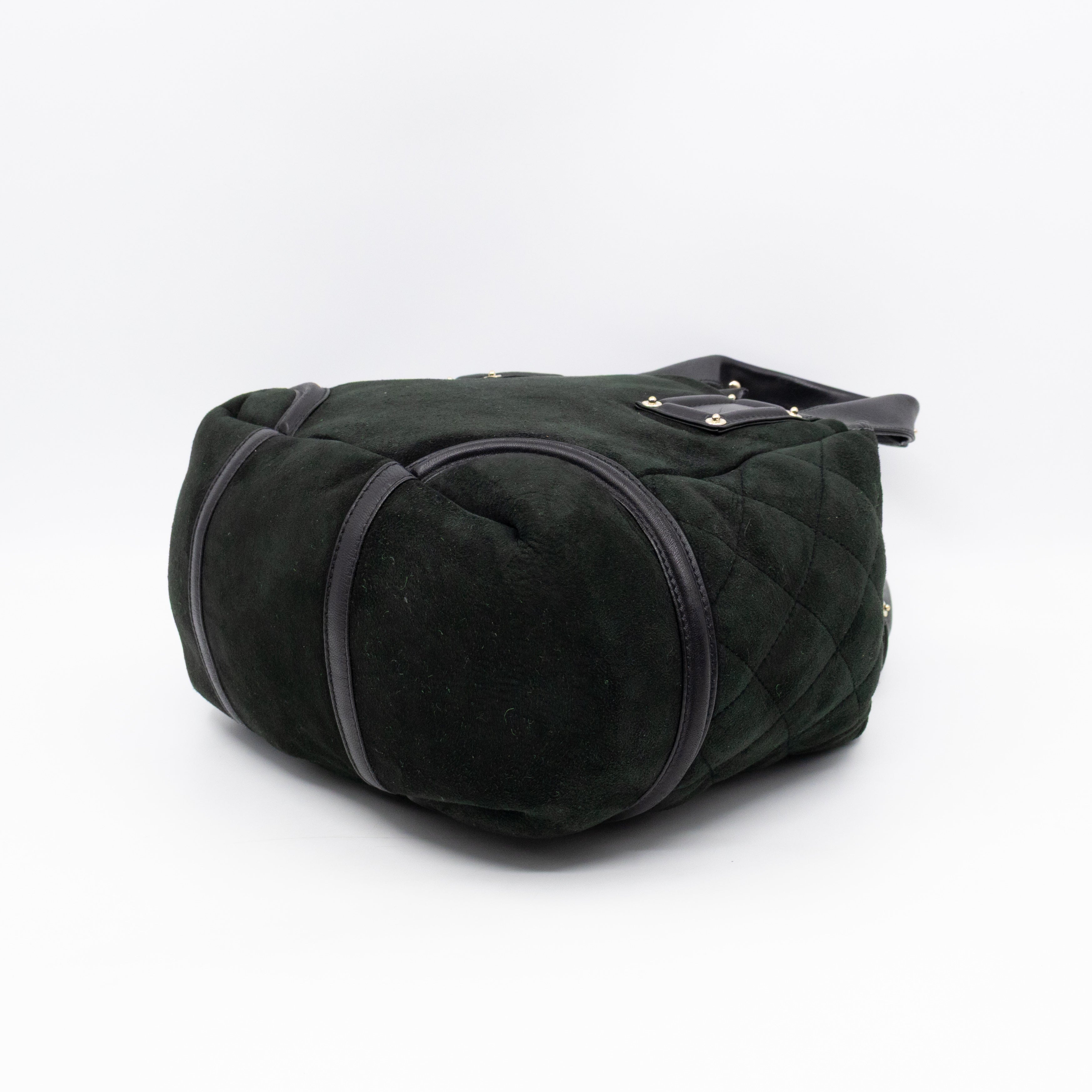 Sparkle Winter Tote Dark Green Mouton Leather