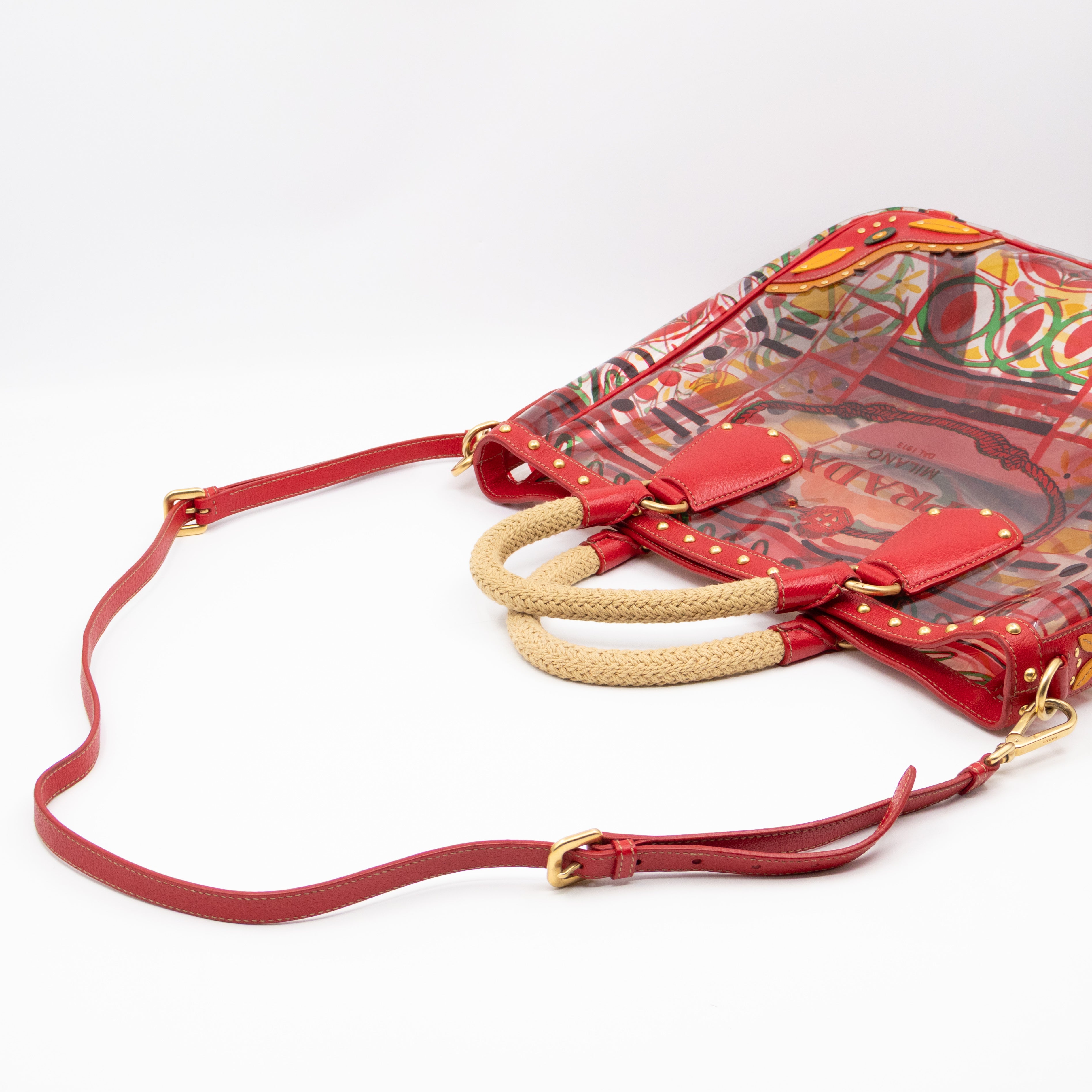 Plex Stampato Tote Red & Clear Vinyl