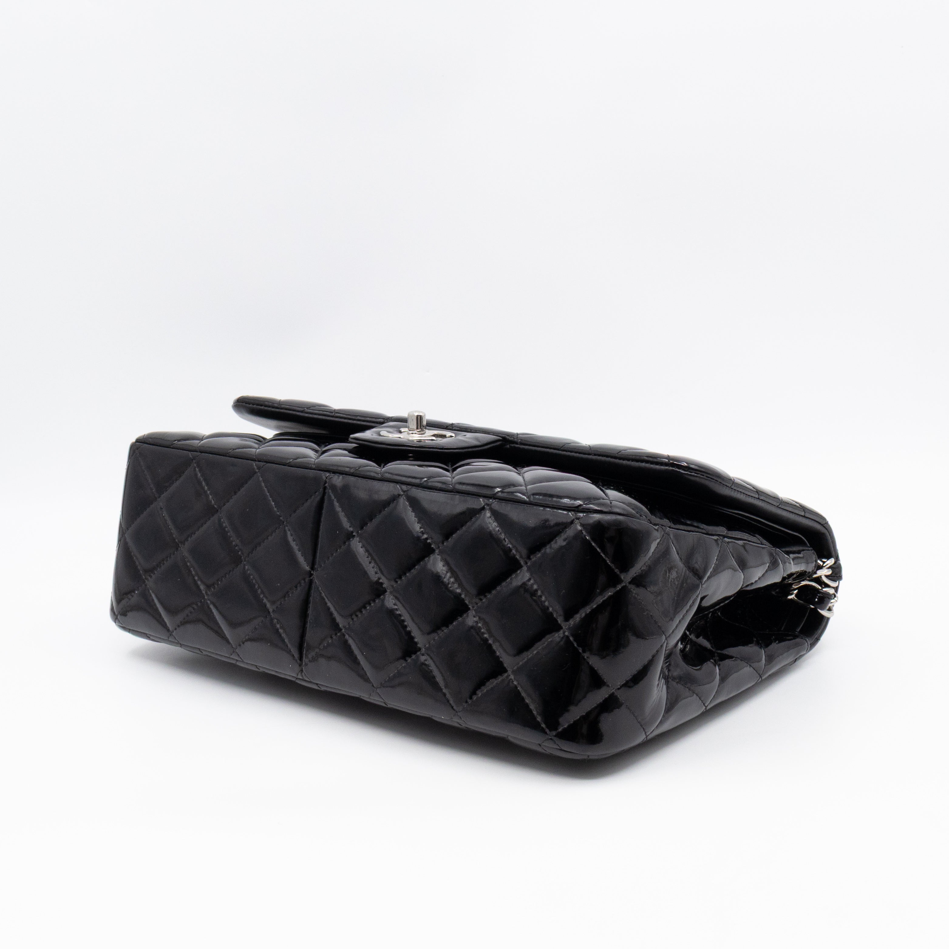 Classic Double Flap Jumbo Black Patent Leather