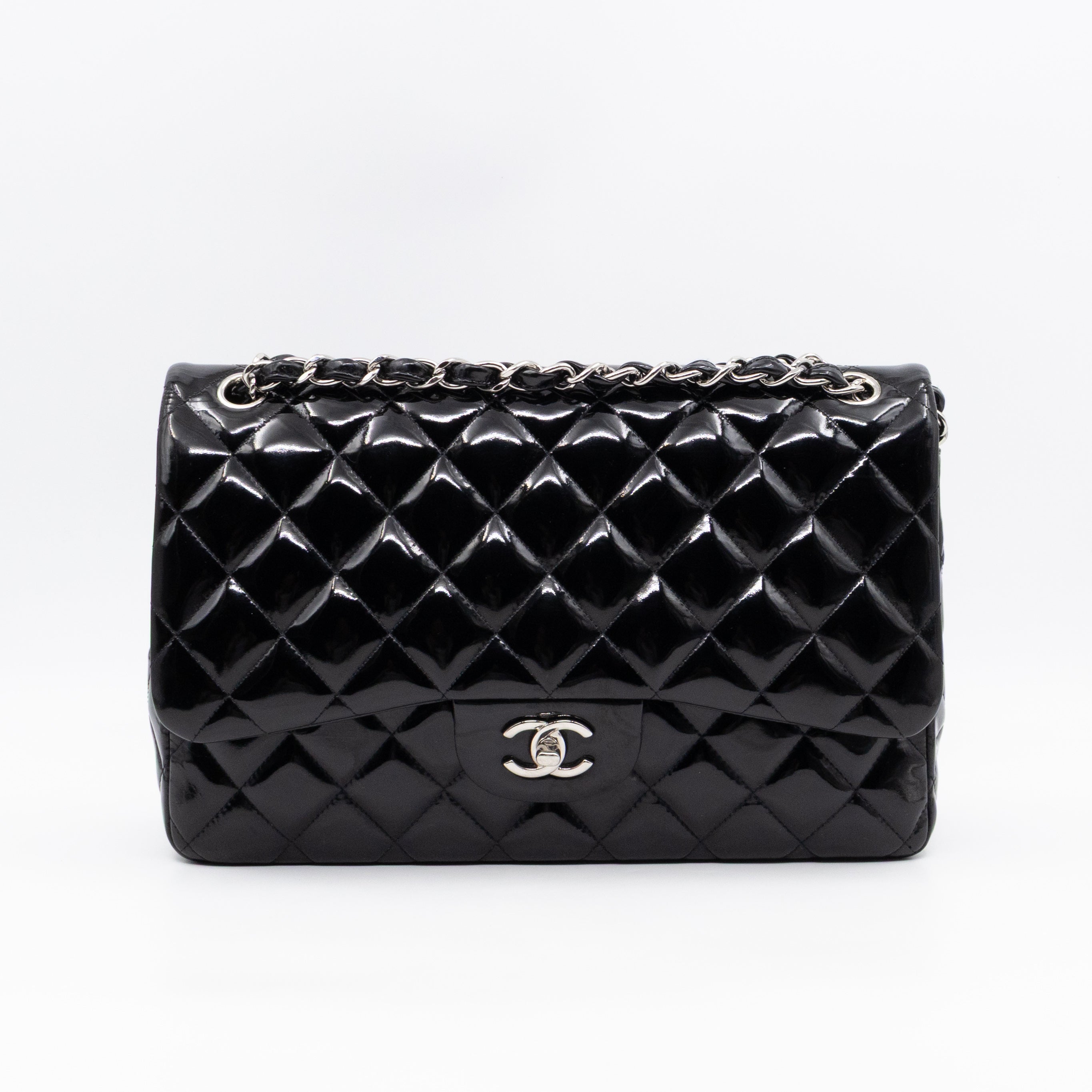 Classic Double Flap Jumbo Black Patent Leather