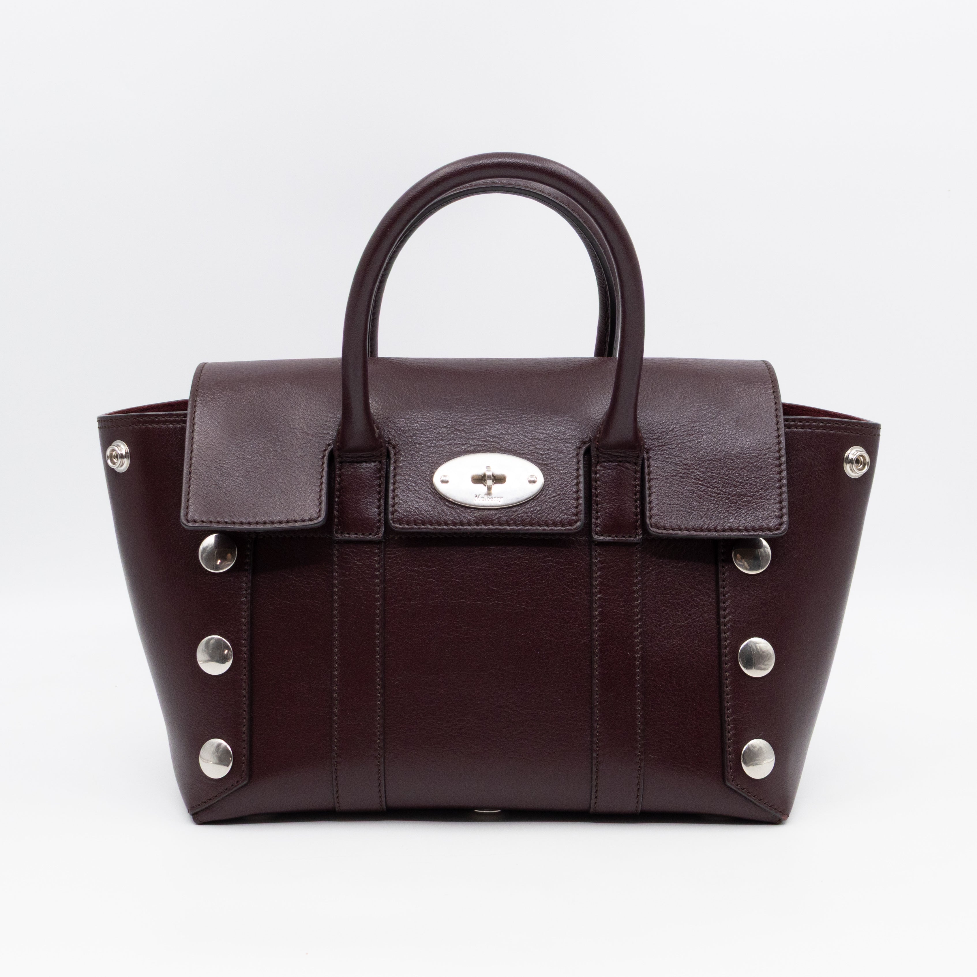 Small New Bayswater Studded Burgundy Leather