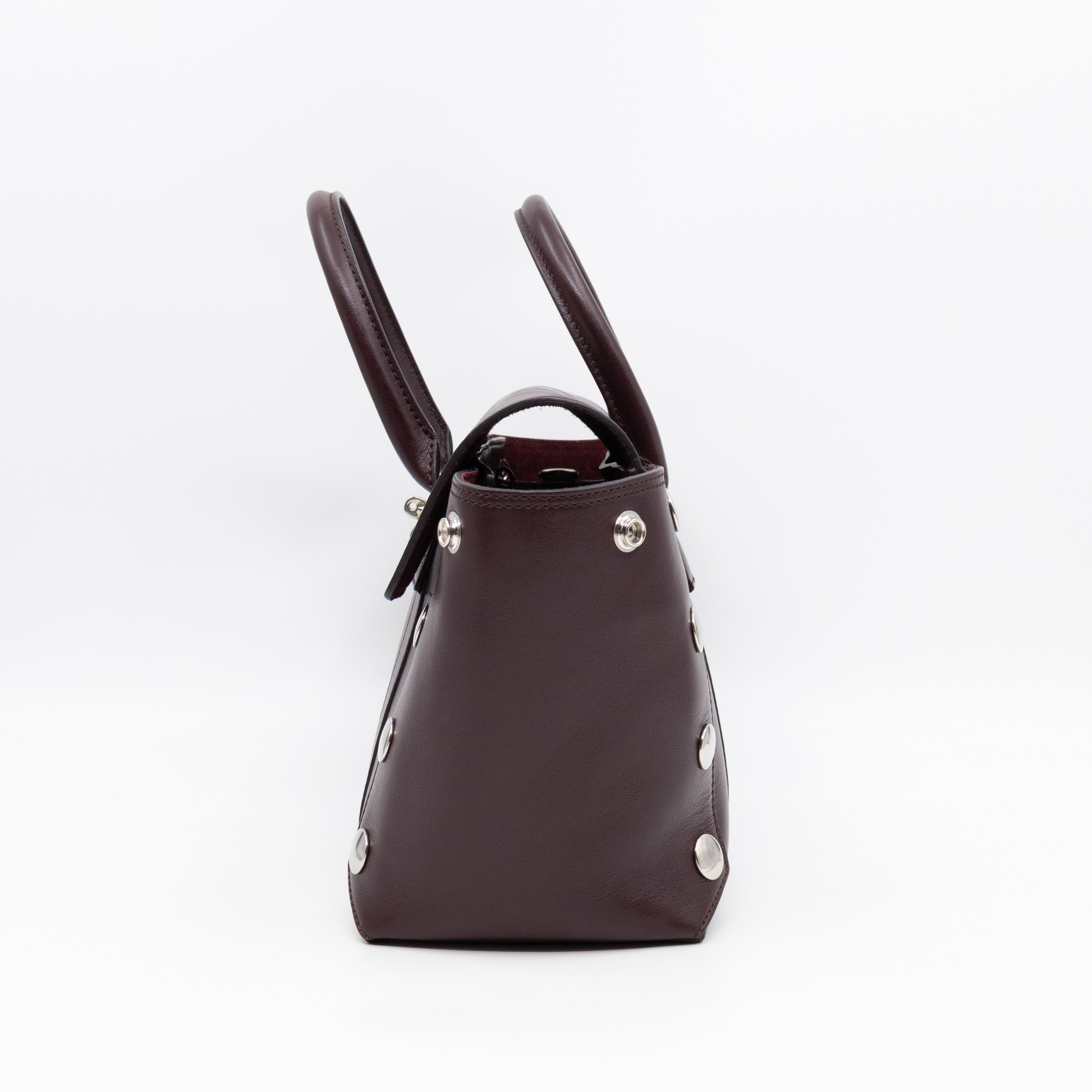 Small New Bayswater Studded Burgundy Leather