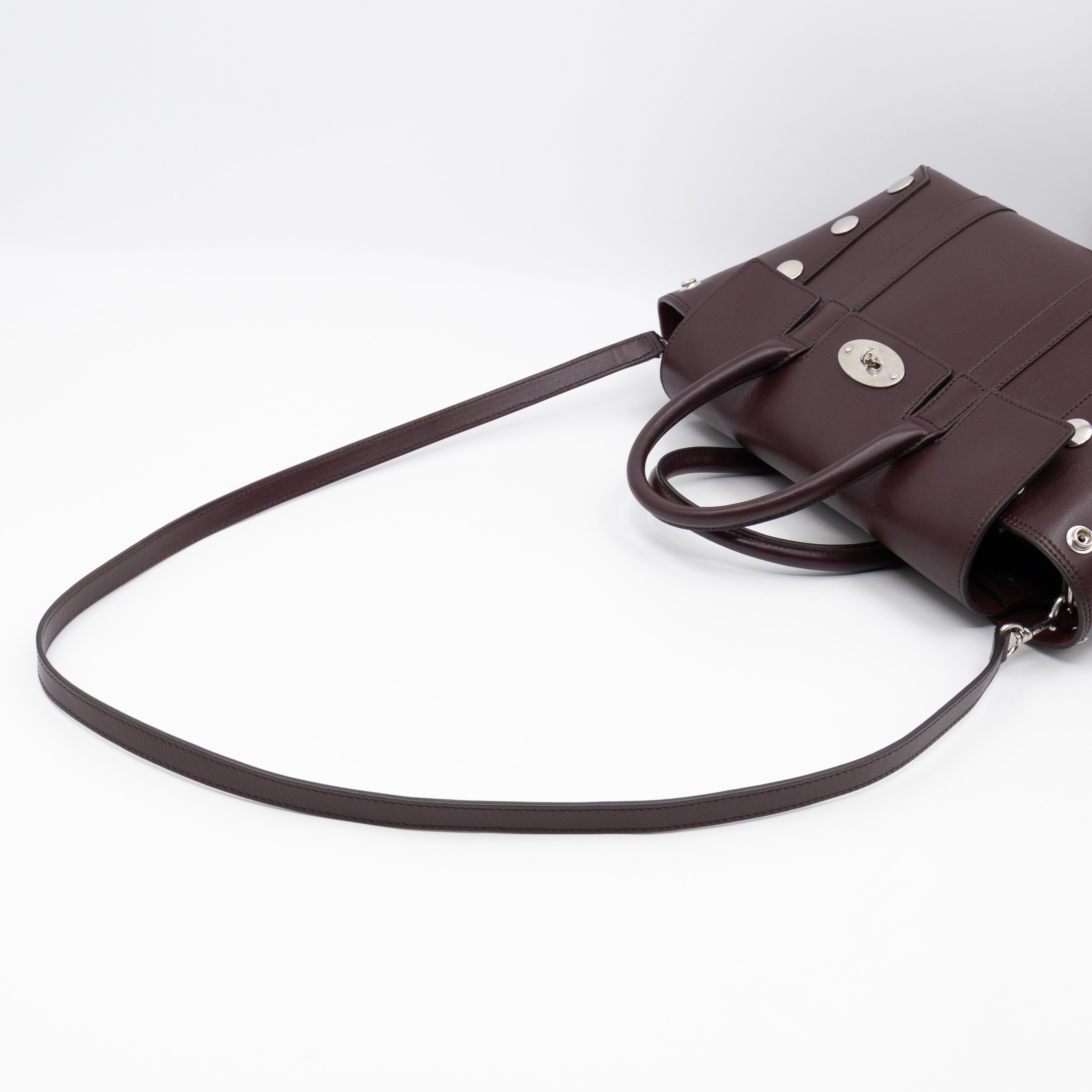Small New Bayswater Studded Burgundy Leather