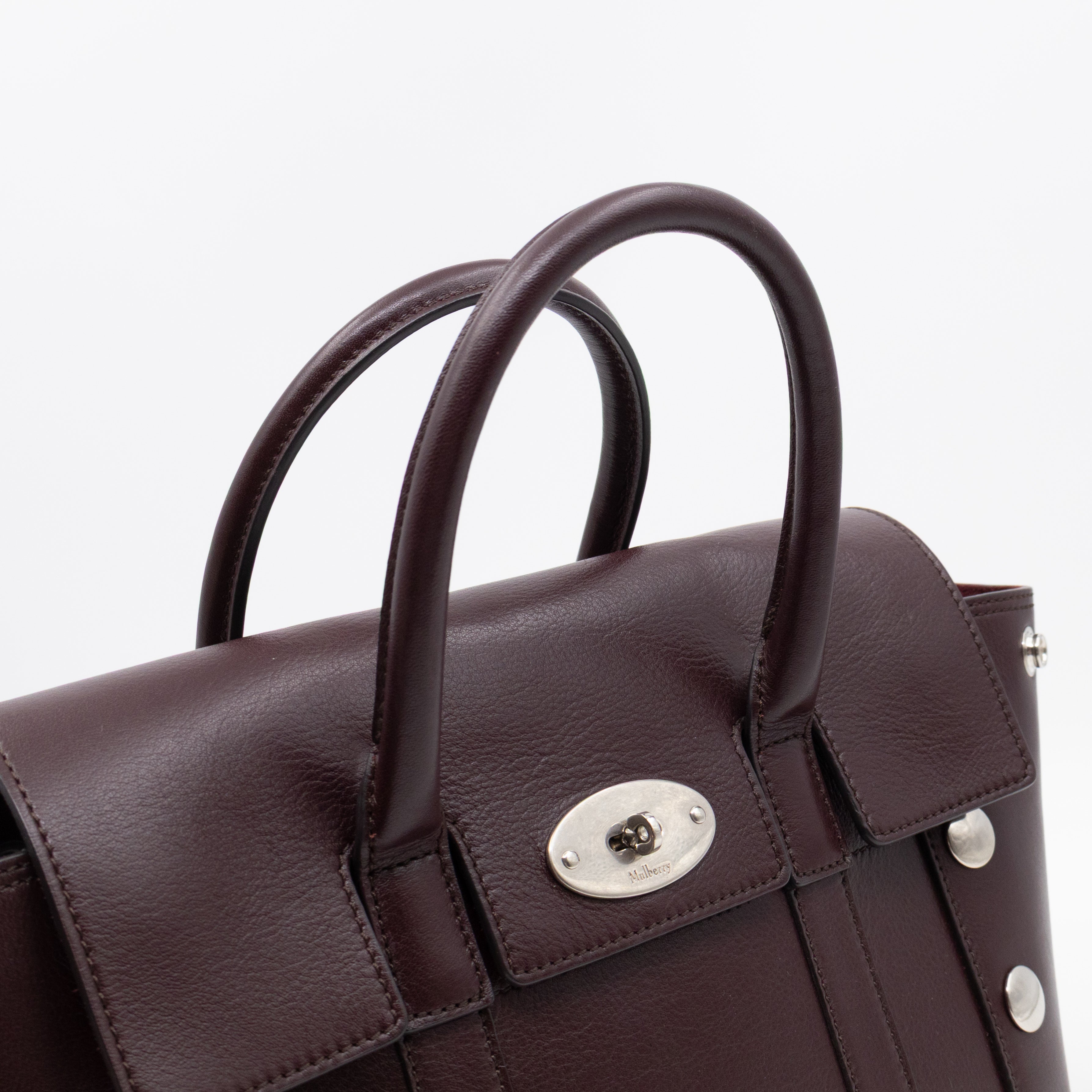 Small New Bayswater Studded Burgundy Leather