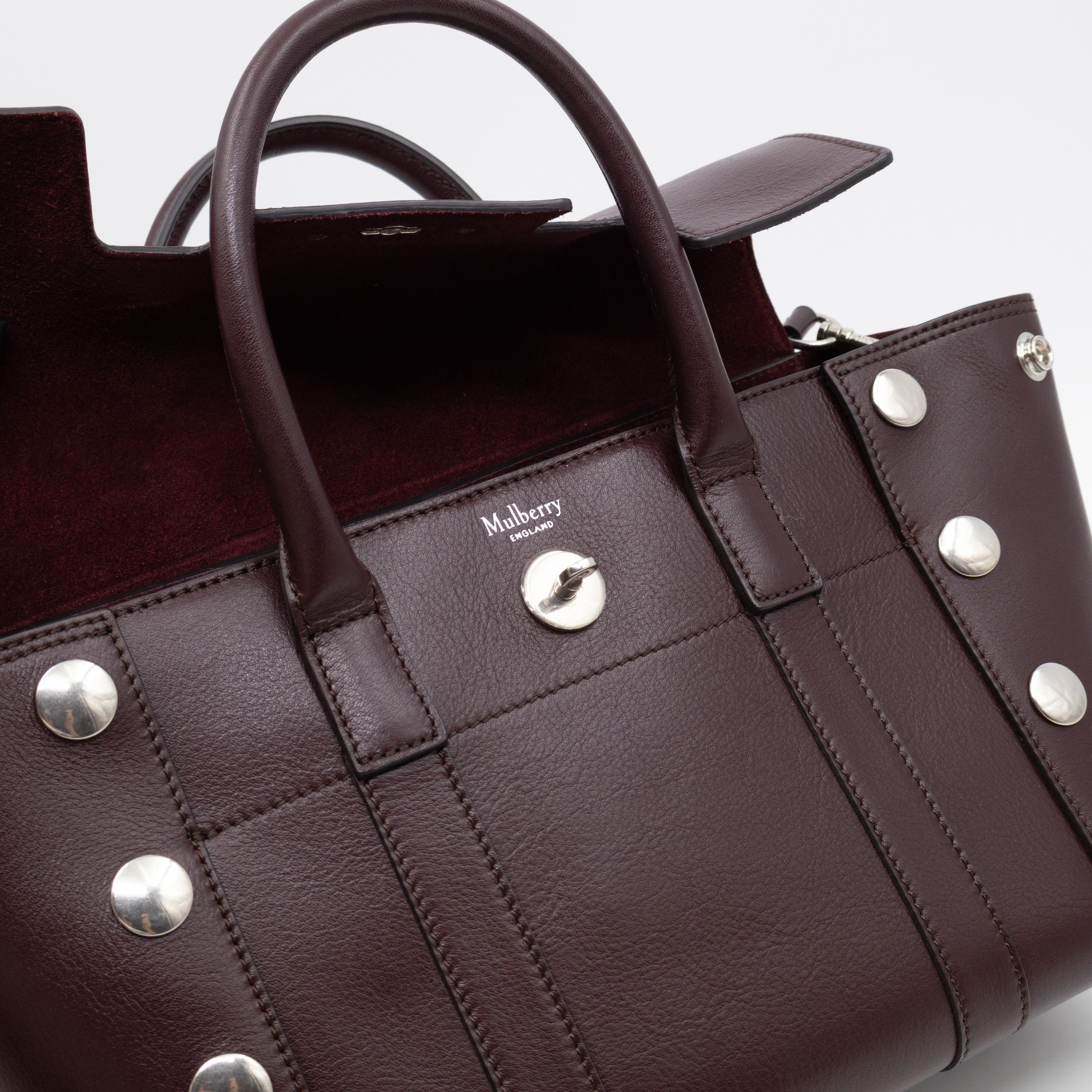 Small New Bayswater Studded Burgundy Leather