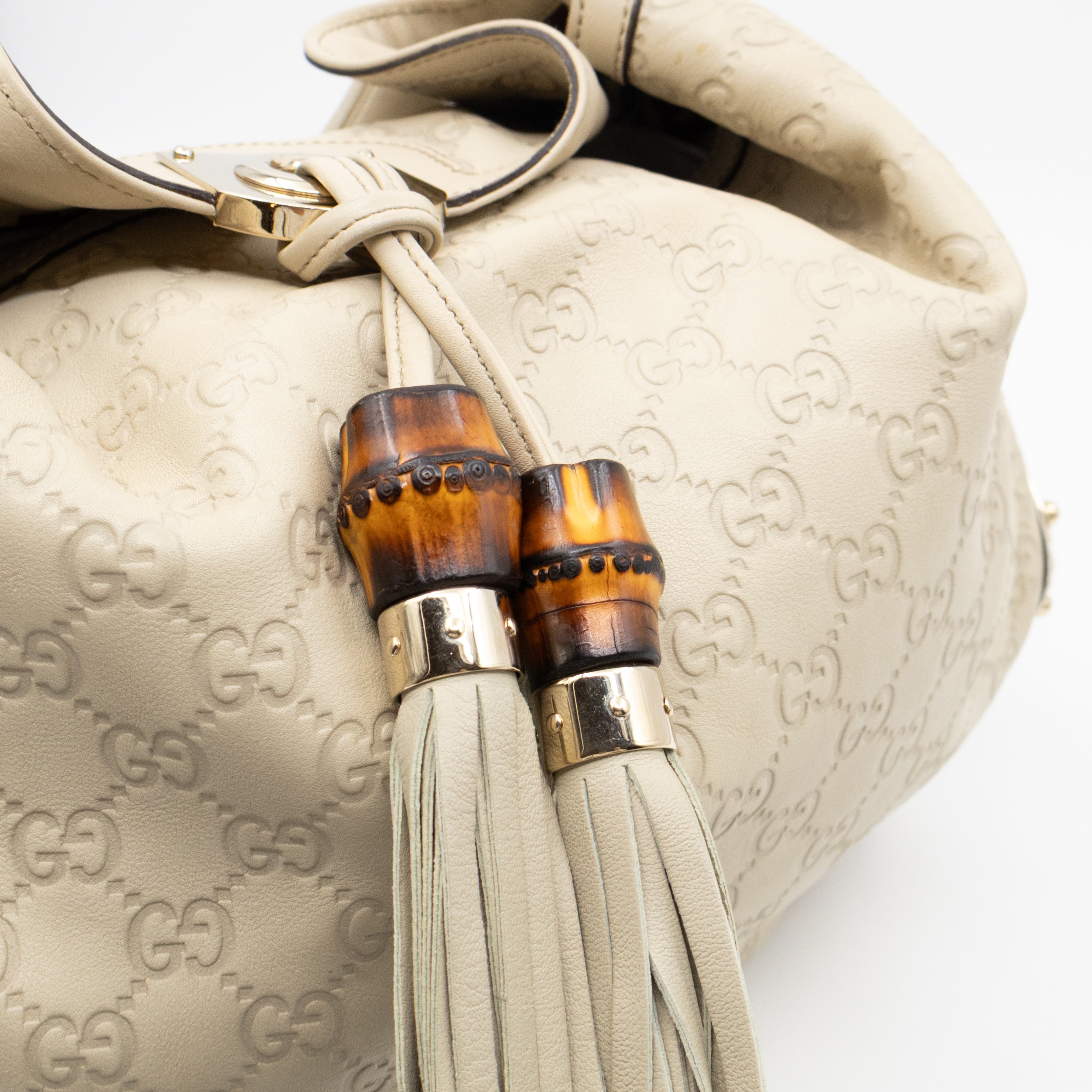 Indy Top Handle Guccissima Ivory Leather