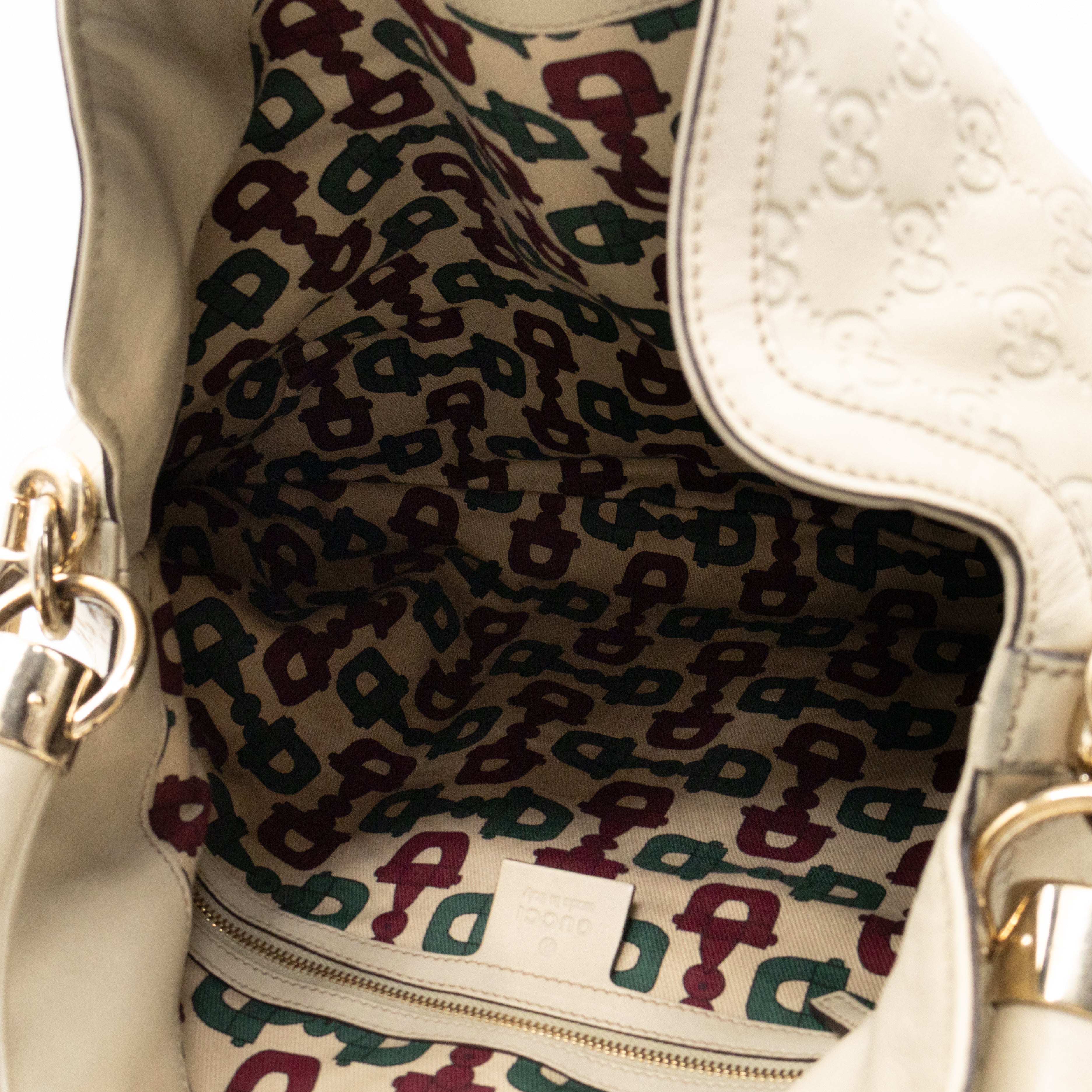 Indy Top Handle Guccissima Ivory Leather