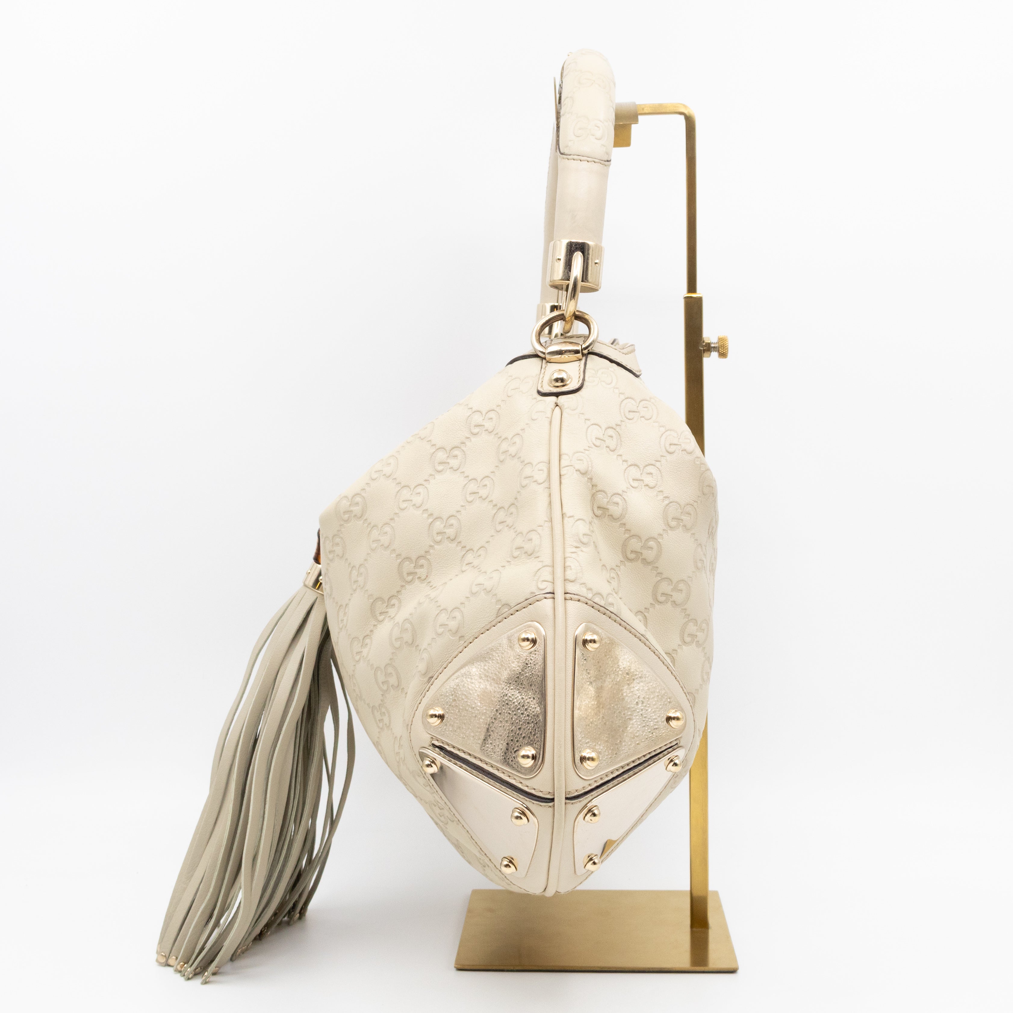 Indy Top Handle Guccissima Ivory Leather