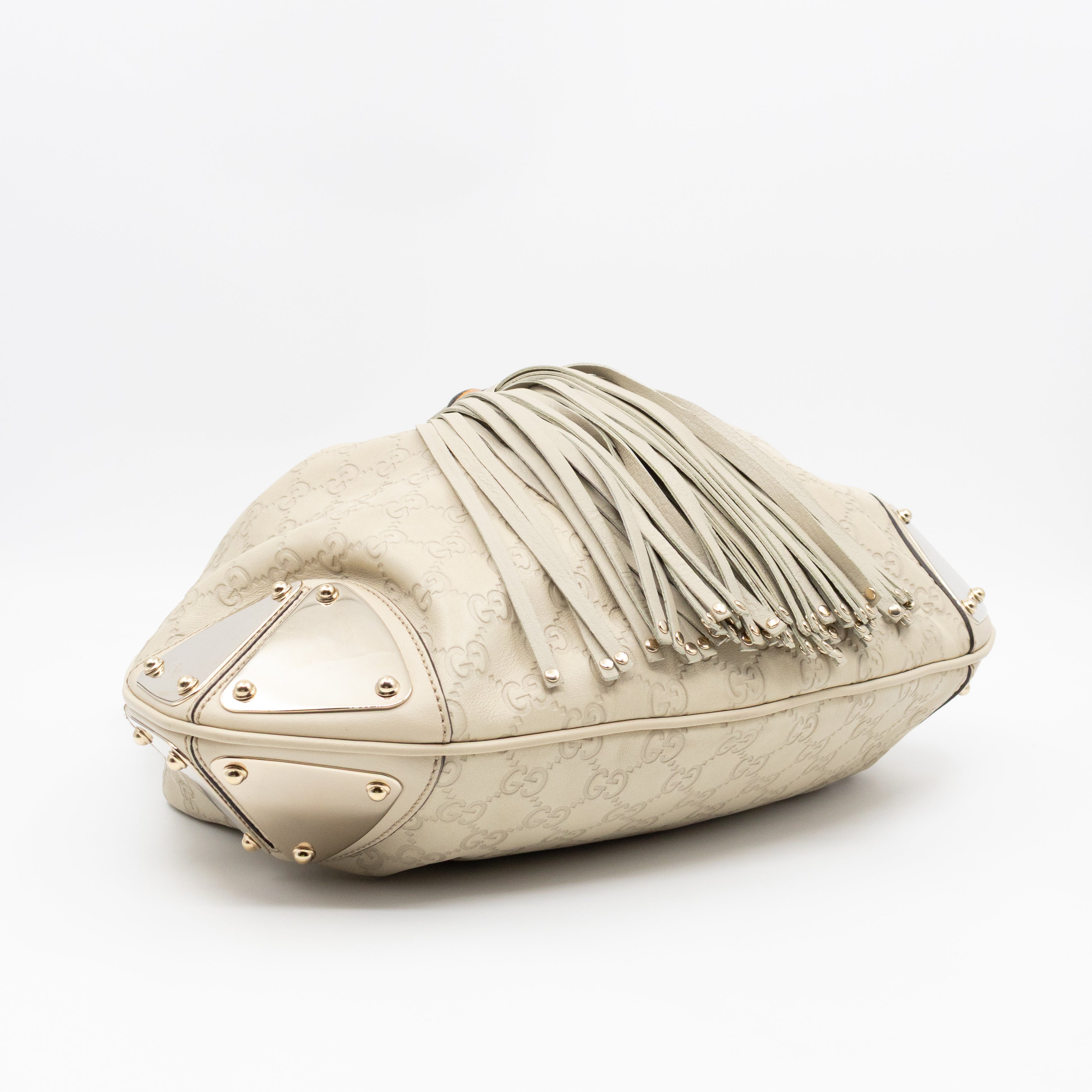 Indy Top Handle Guccissima Ivory Leather