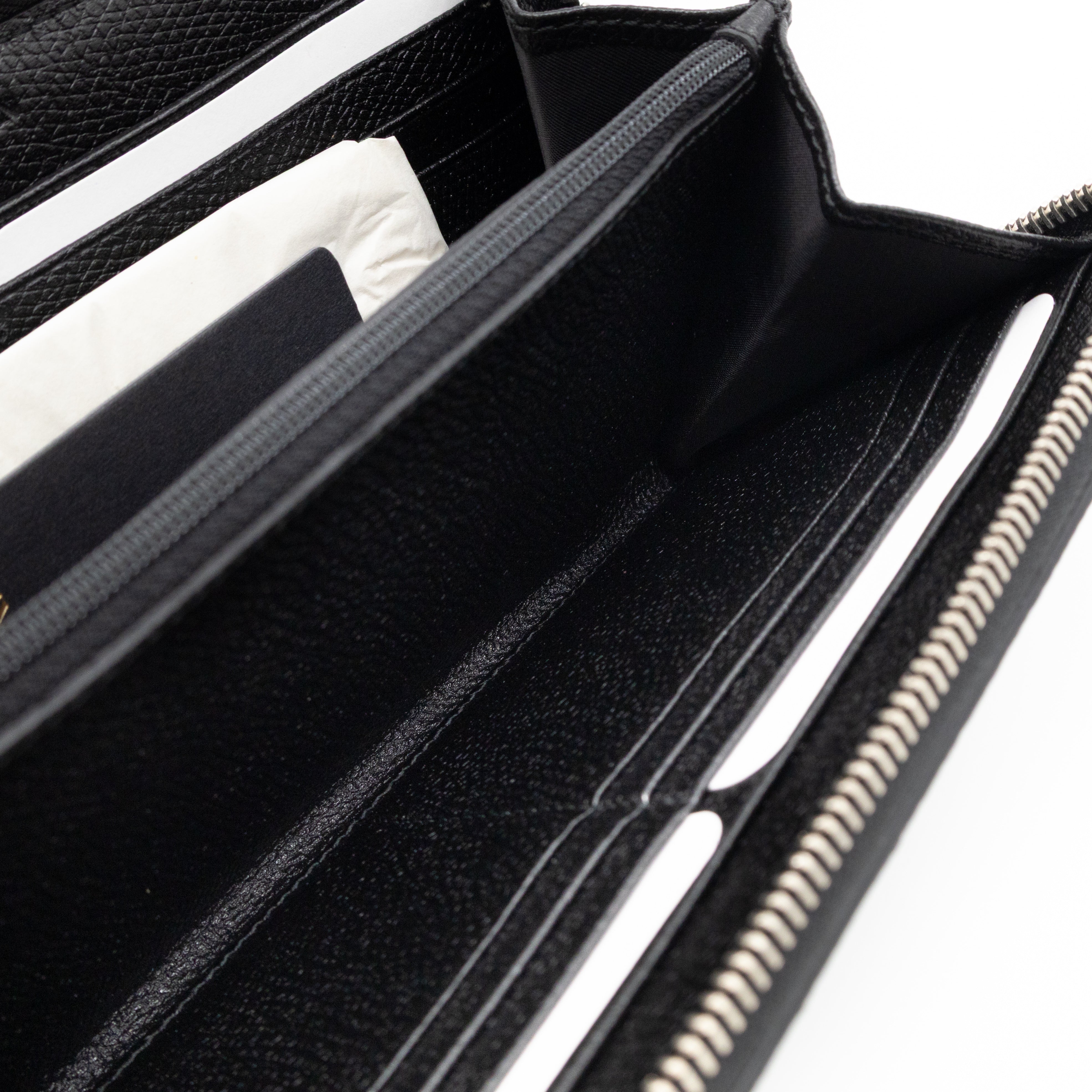 Long Zip Around Wallet Printed Black Leather