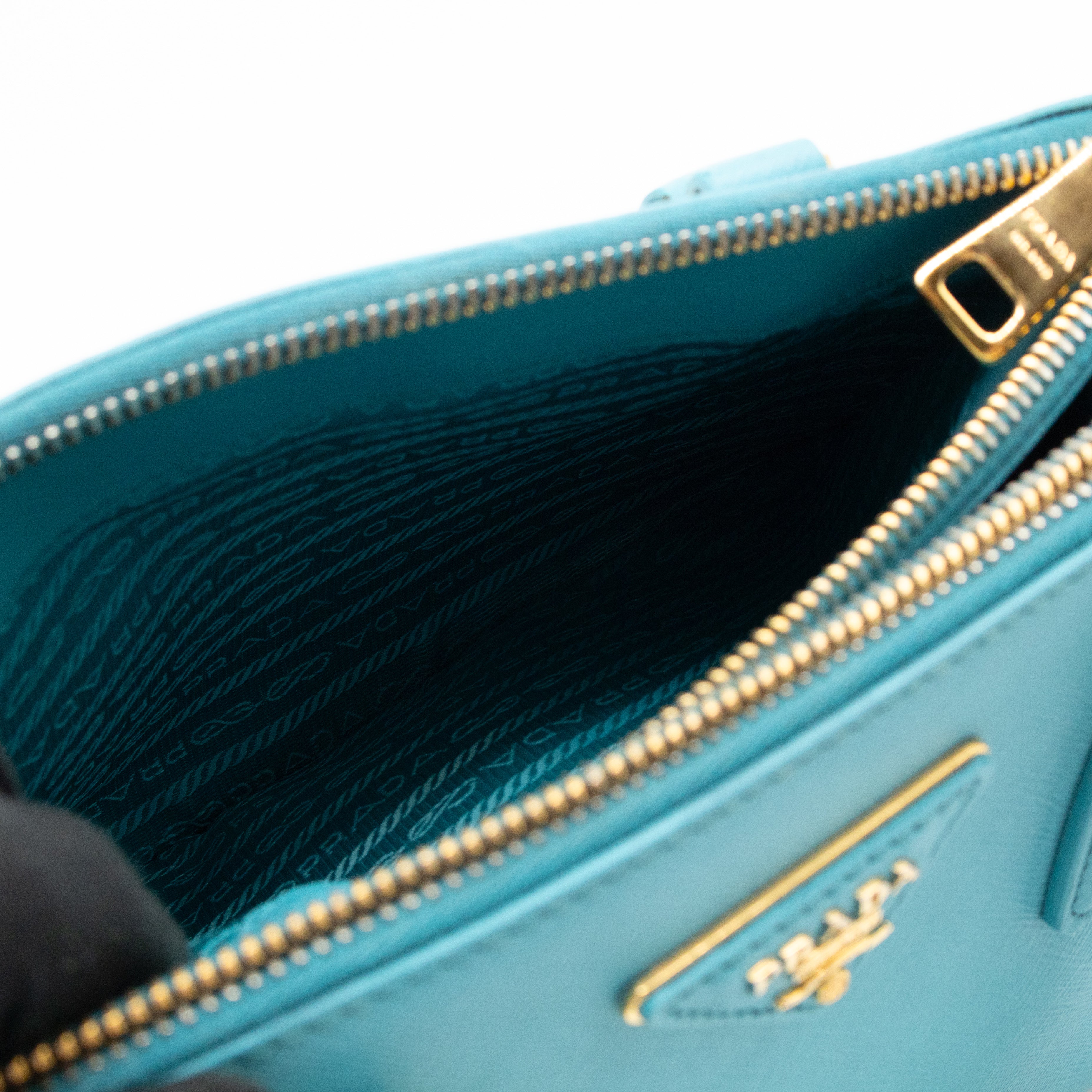 Galleria Mini Double Zip Turquoise Saffiano