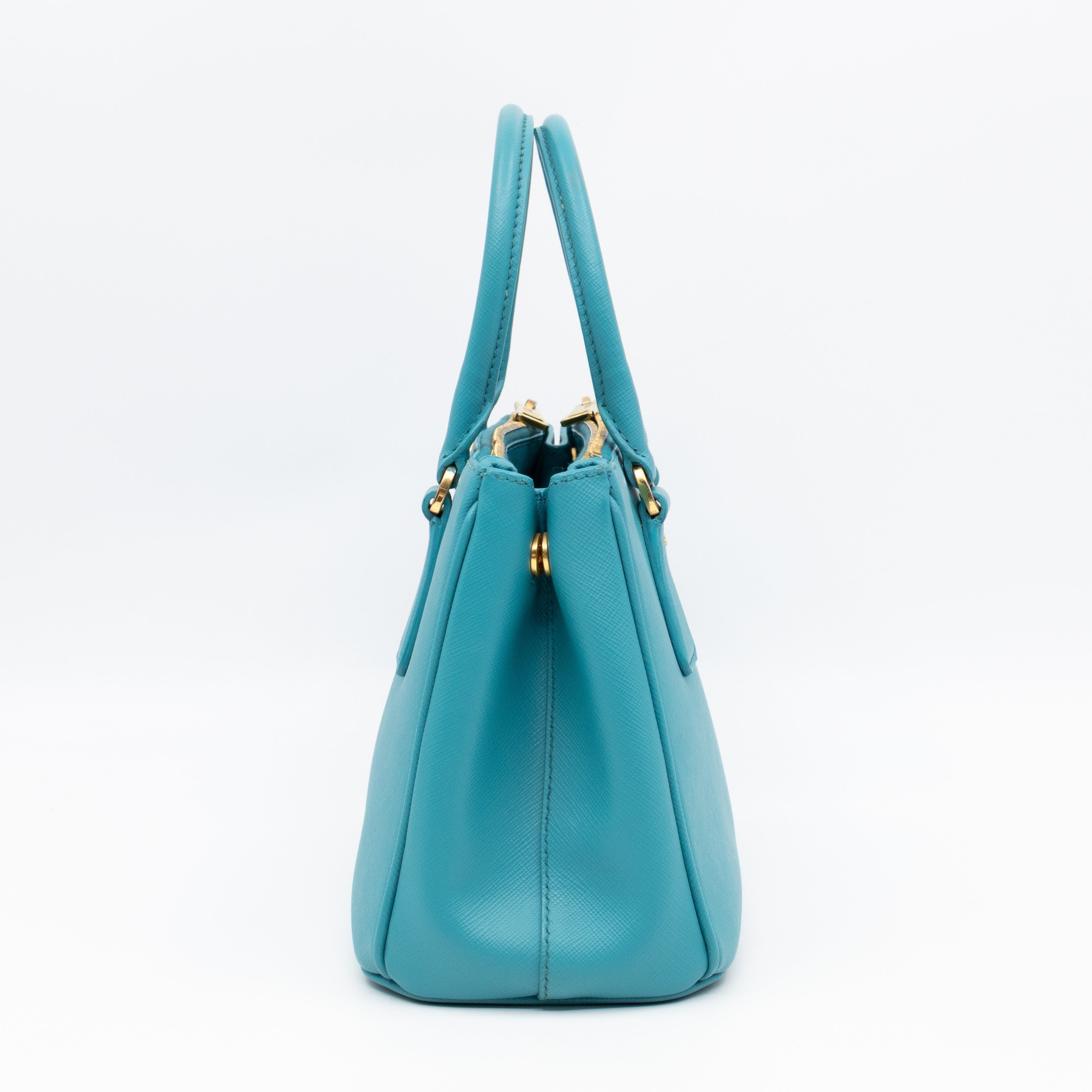 Galleria Mini Double Zip Turquoise Saffiano
