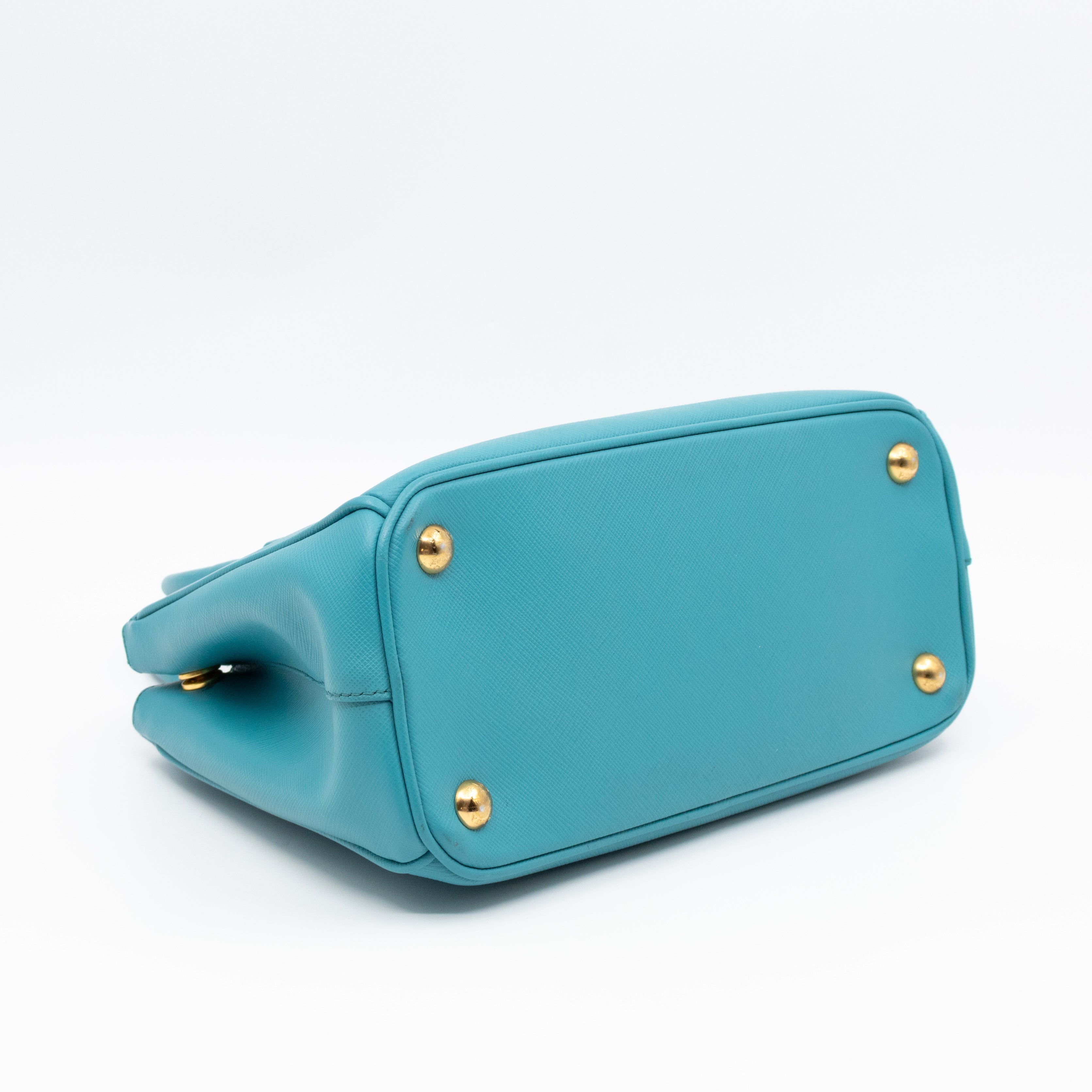 Galleria Mini Double Zip Turquoise Saffiano