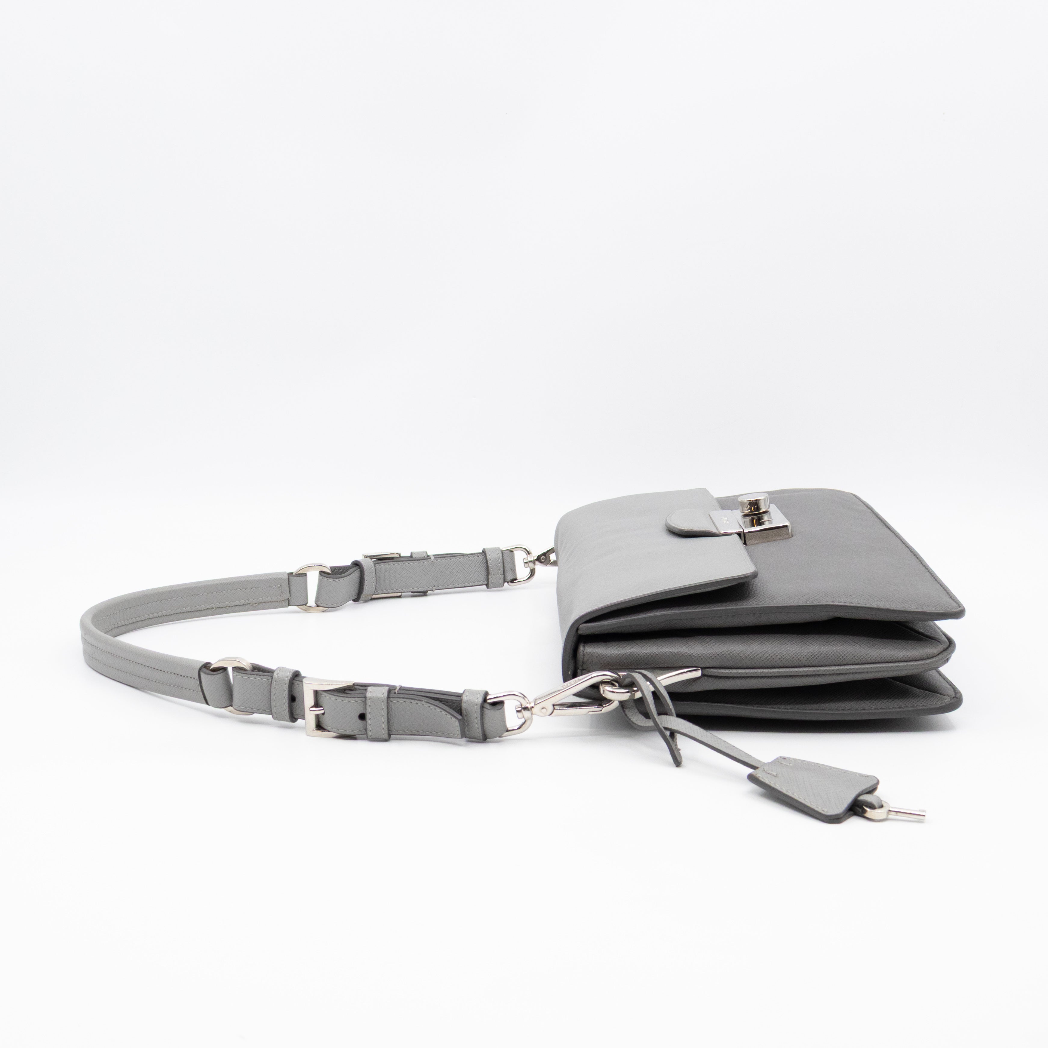 Sound Lock Shoulder Bag Marmo Soft Saffiano Leather
