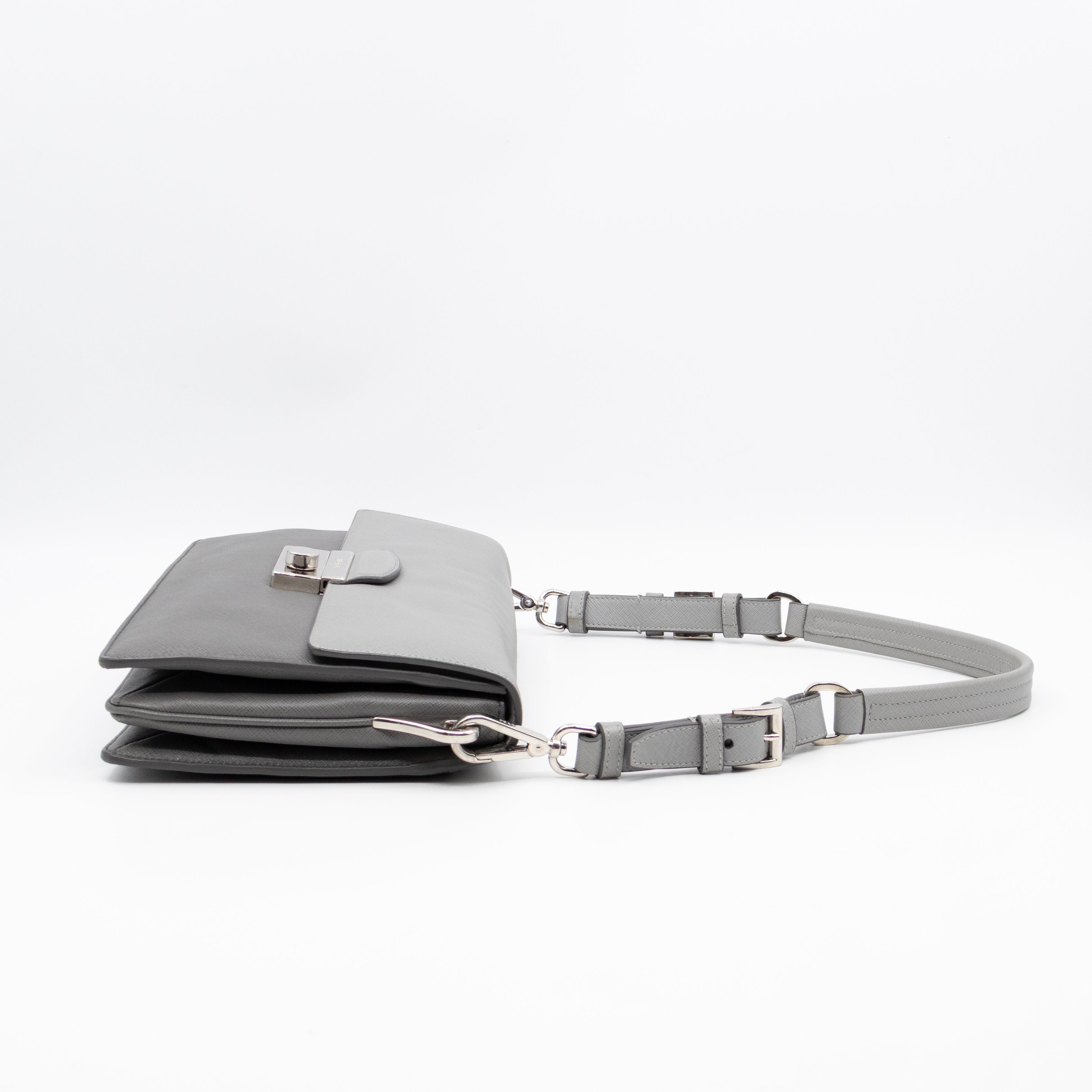 Sound Lock Shoulder Bag Marmo Soft Saffiano Leather