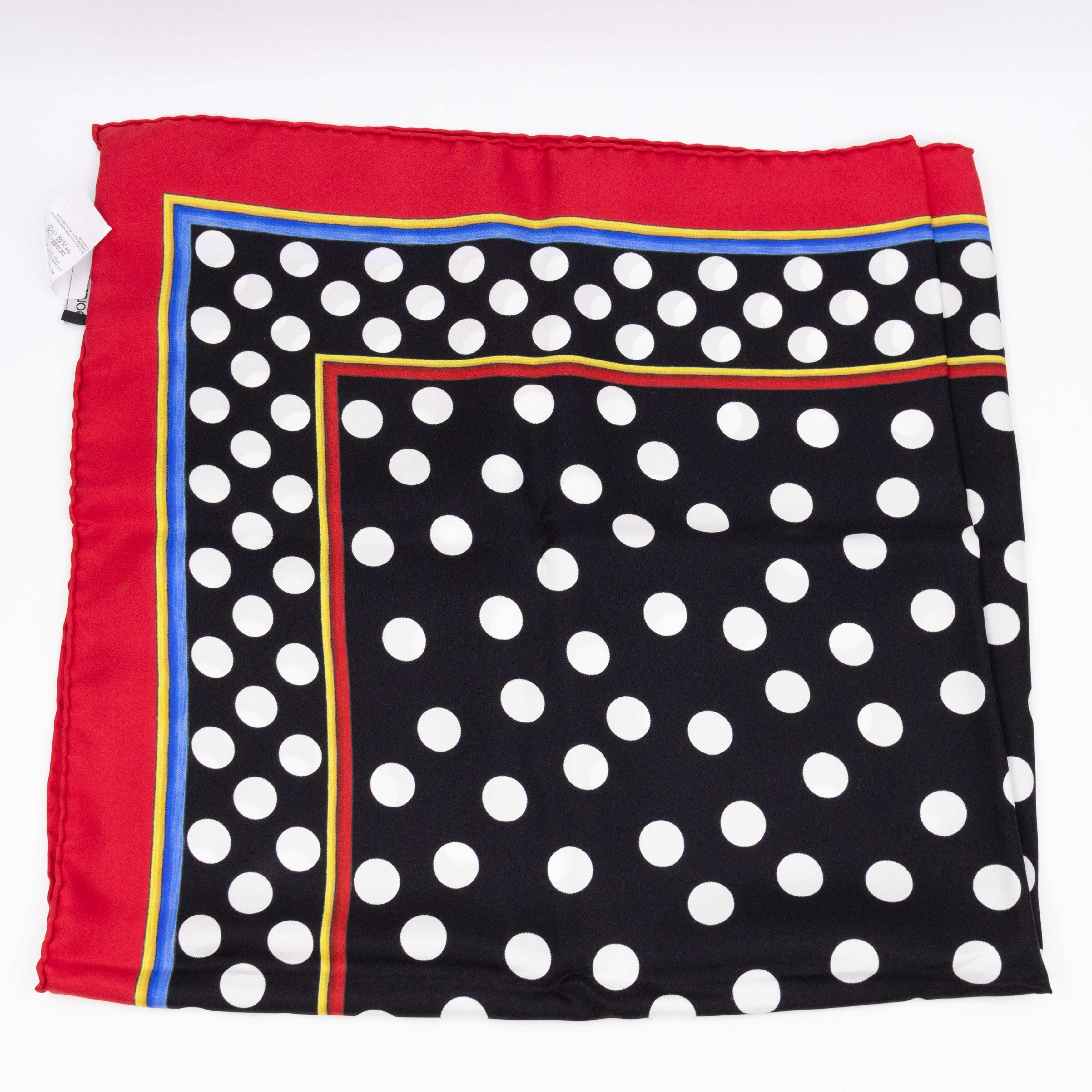 Silk Scarf 90 Polka Dots Black White Red