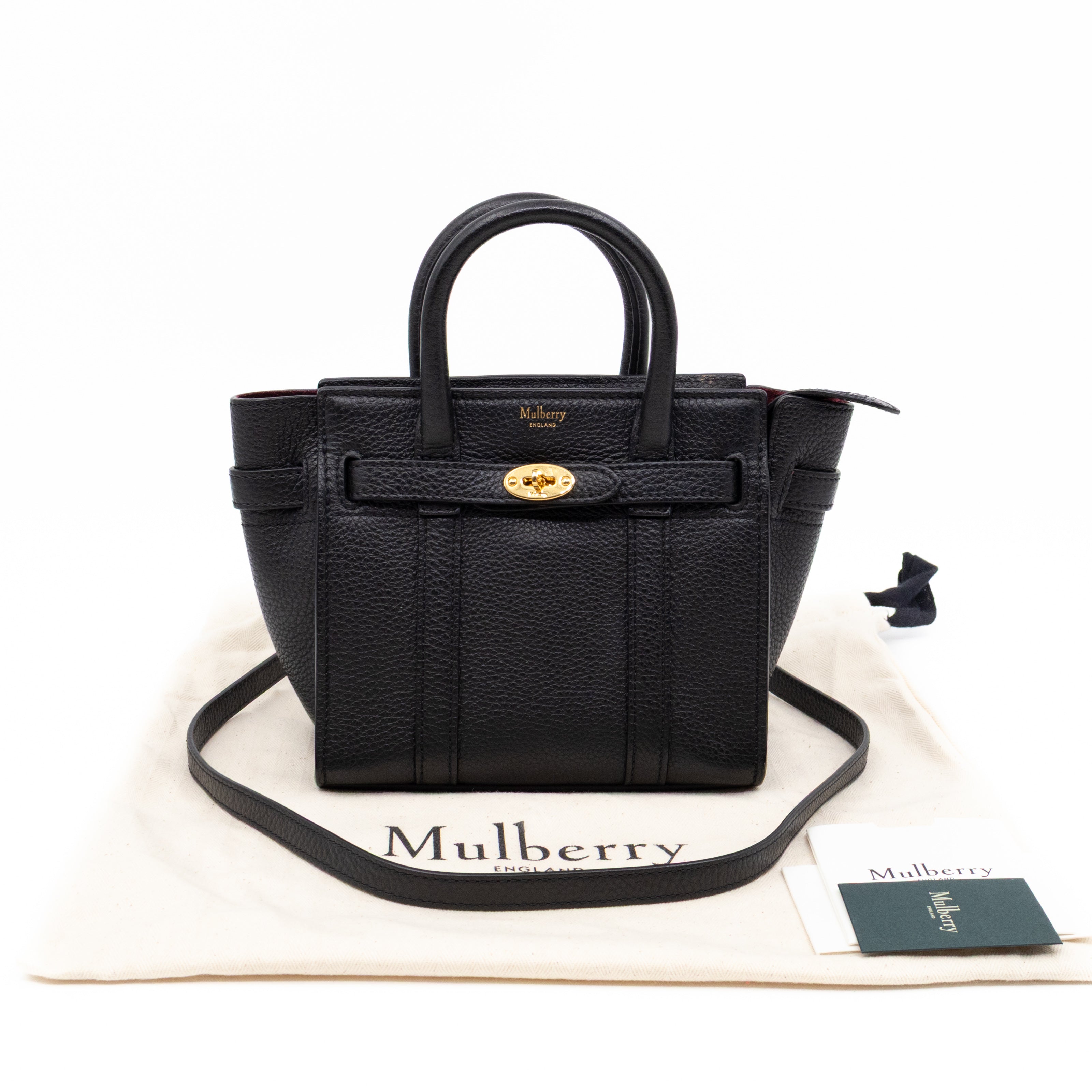 Micro Zipped Bayswater Black Leather