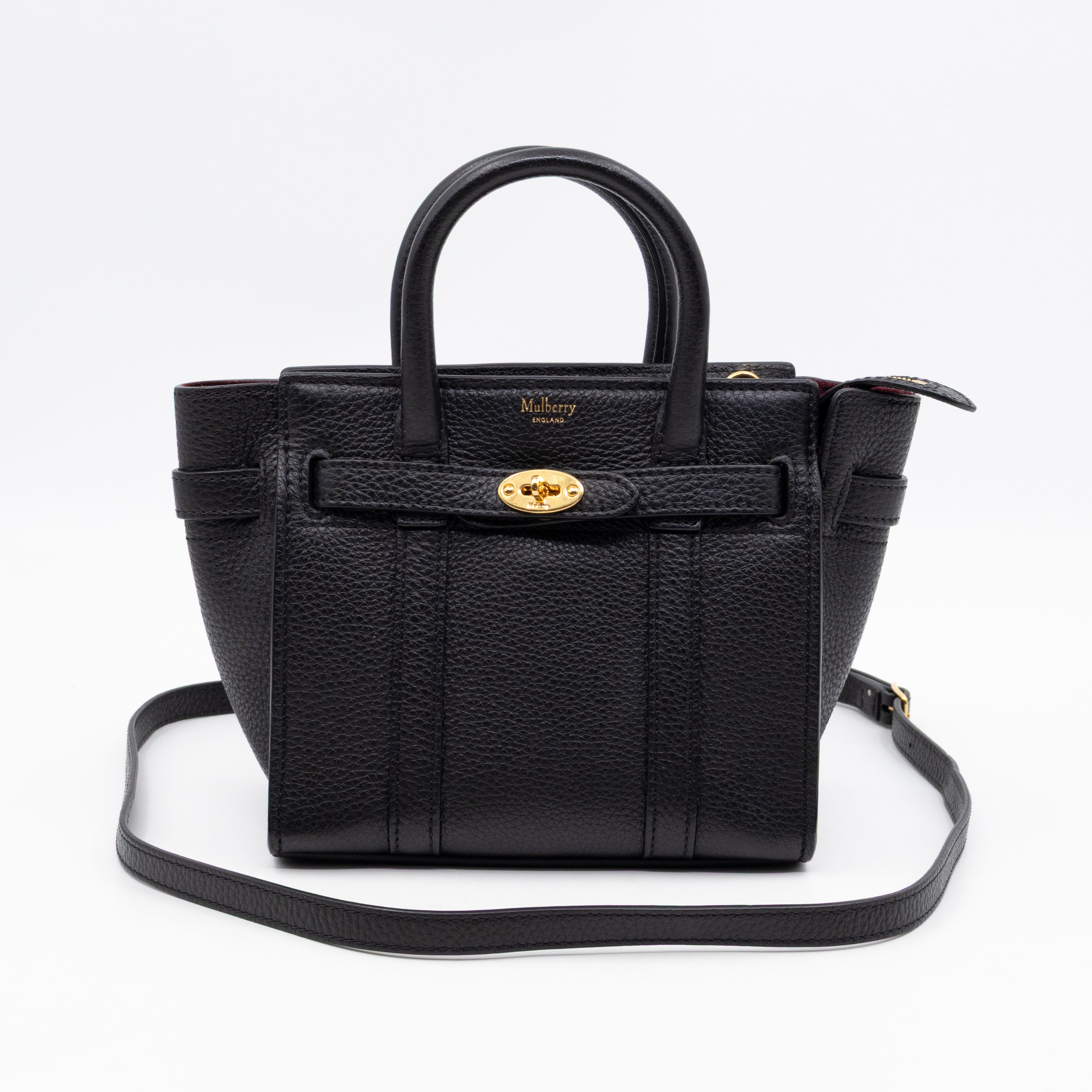 Micro Zipped Bayswater Black Leather